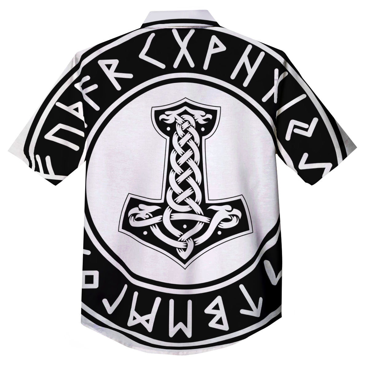 Mythology Mjolnir Norse Print Button Up Shirt-grizzshop