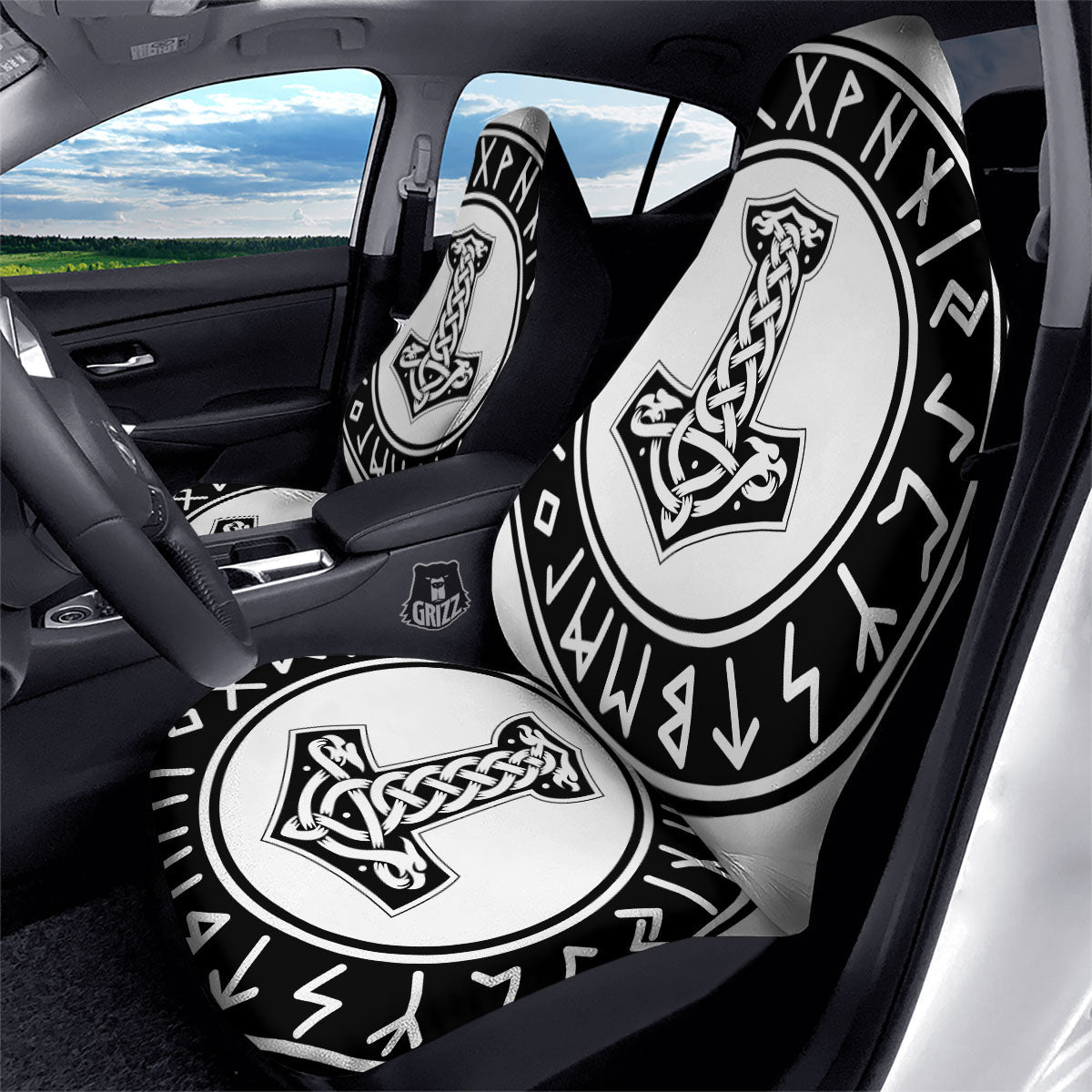 Mythology Mjolnir Norse Print Car Seat Covers-grizzshop