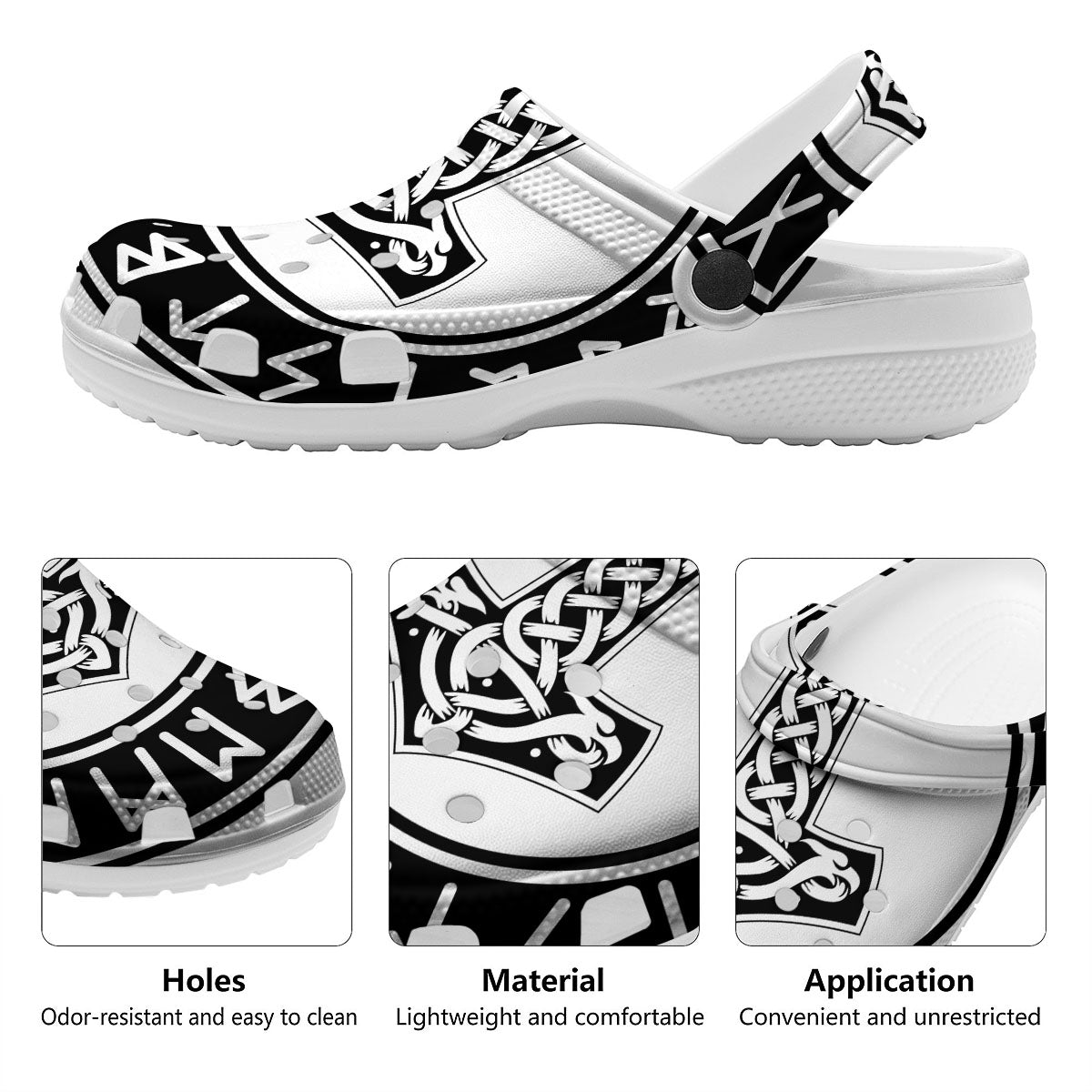 Mythology Mjolnir Norse Print Clog-grizzshop