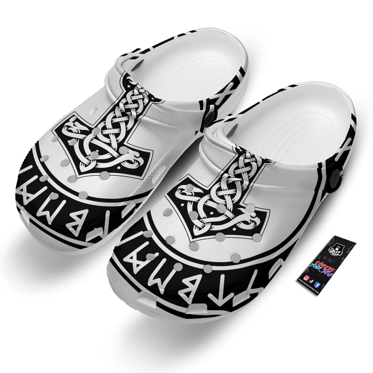 Mythology Mjolnir Norse Print Clog-grizzshop