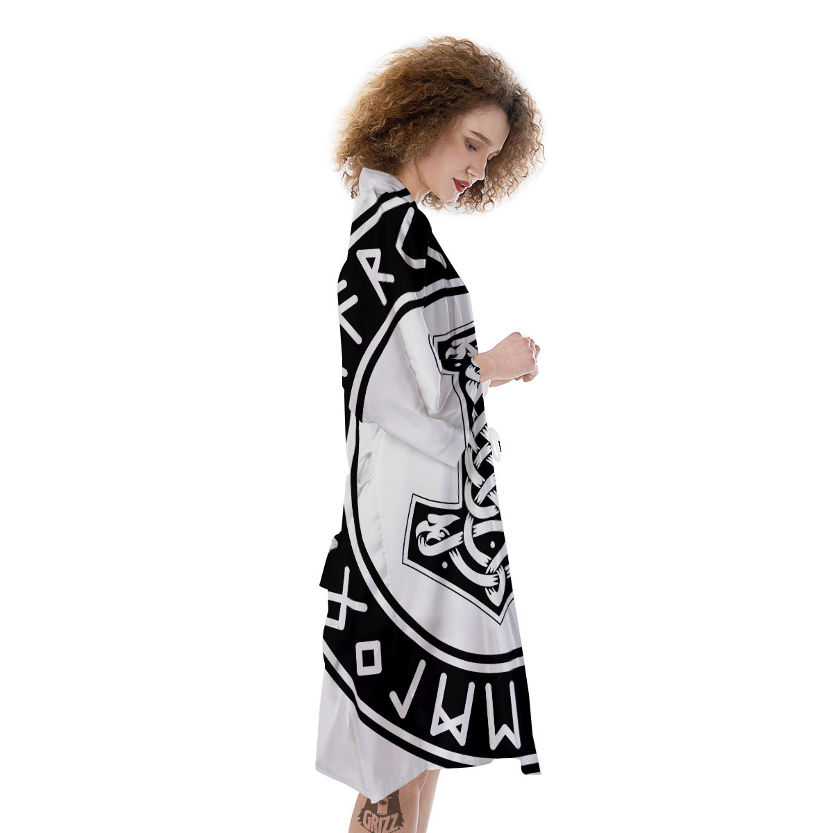 Mythology Mjolnir Norse Print Kimono-grizzshop