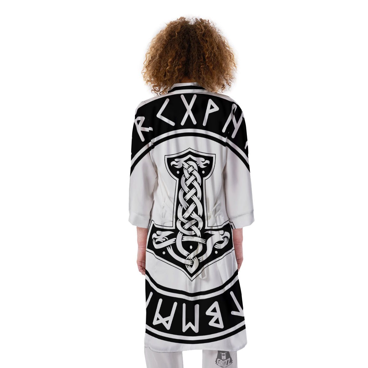 Mythology Mjolnir Norse Print Kimono-grizzshop
