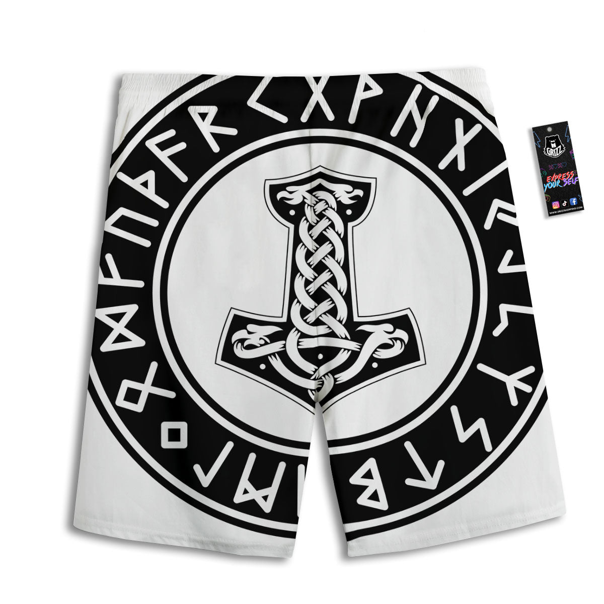 Mythology Mjolnir Norse Print Men's Athletic Shorts