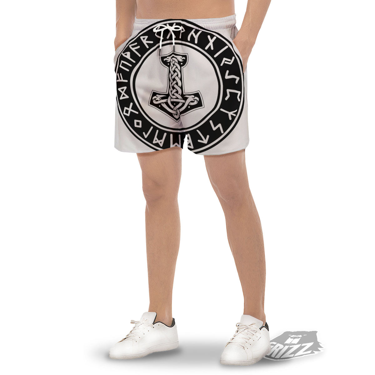 Mythology Mjolnir Norse Print Men's Gym Shorts-grizzshop