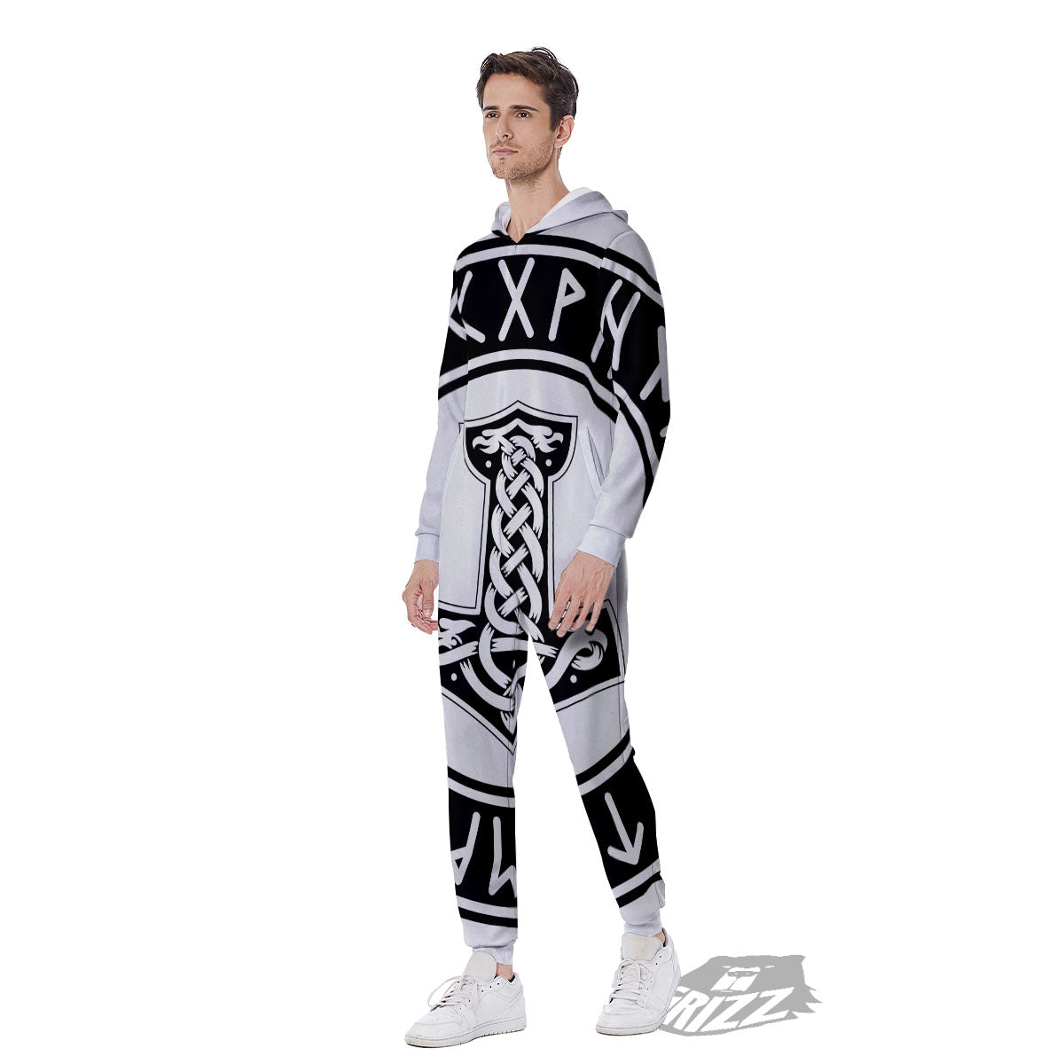 Mythology Mjolnir Norse Print Men's Jumpsuit-grizzshop
