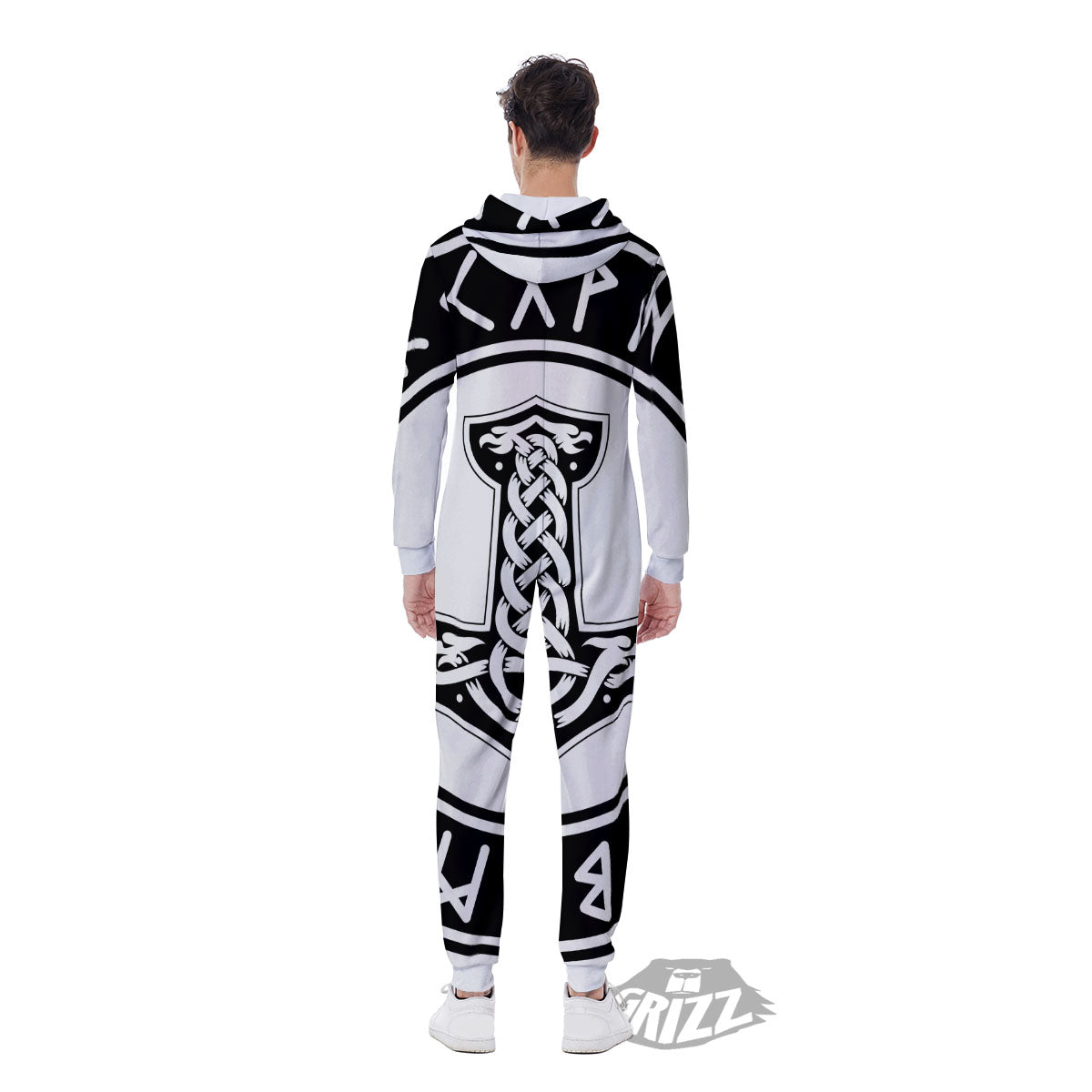 Mythology Mjolnir Norse Print Men's Jumpsuit-grizzshop