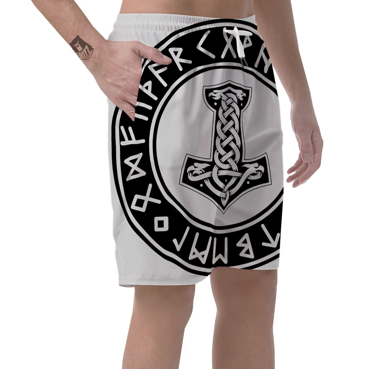 Mythology Mjolnir Norse Print Men's Shorts-grizzshop