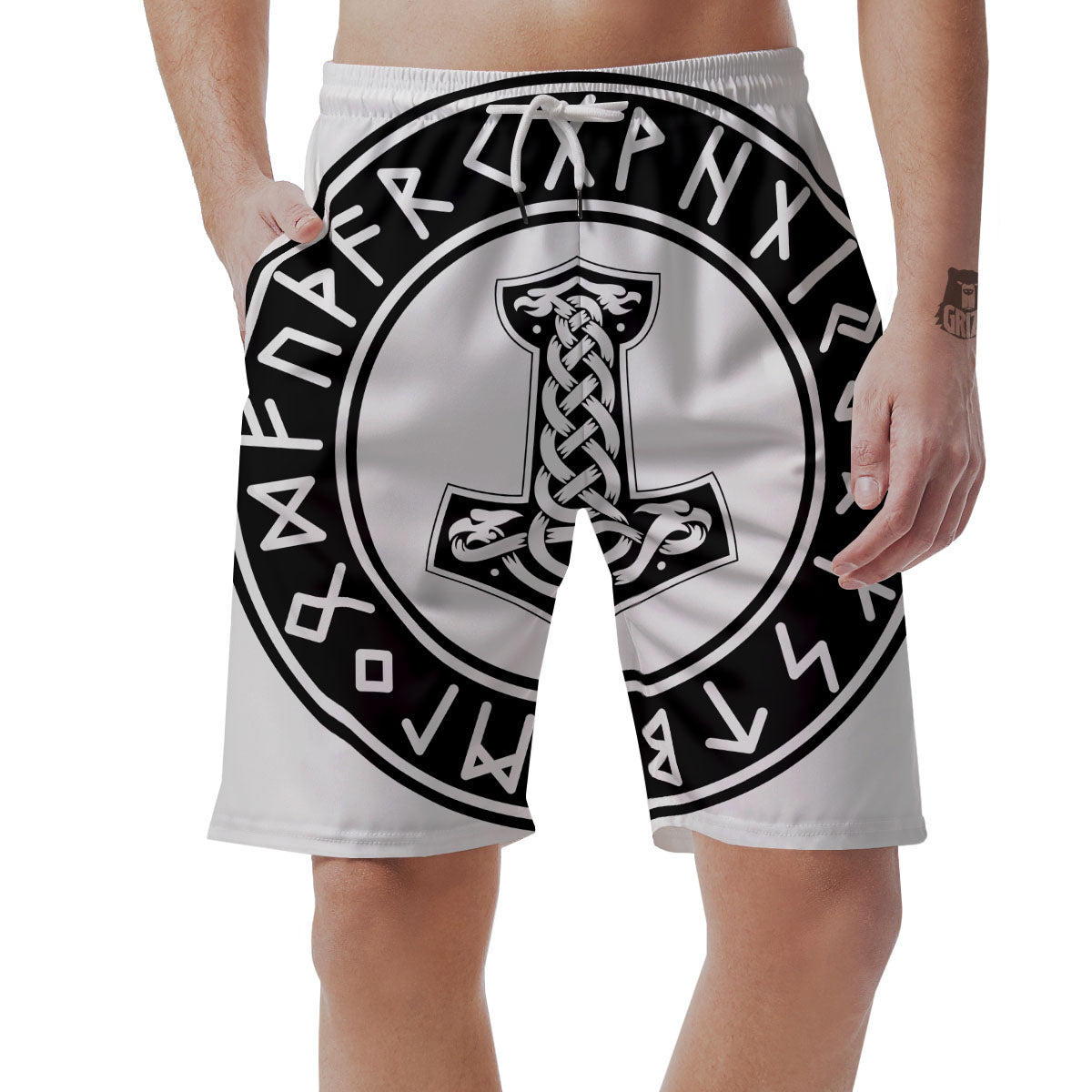 Mythology Mjolnir Norse Print Men's Shorts-grizzshop