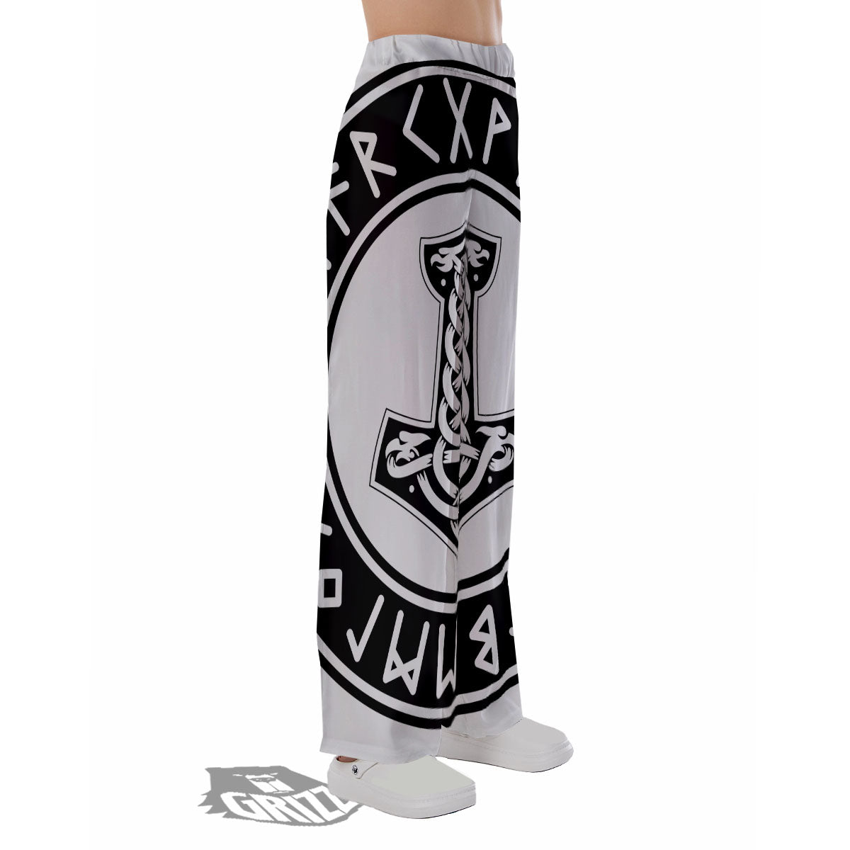 Mythology Mjolnir Norse Print Pajama Pants-grizzshop