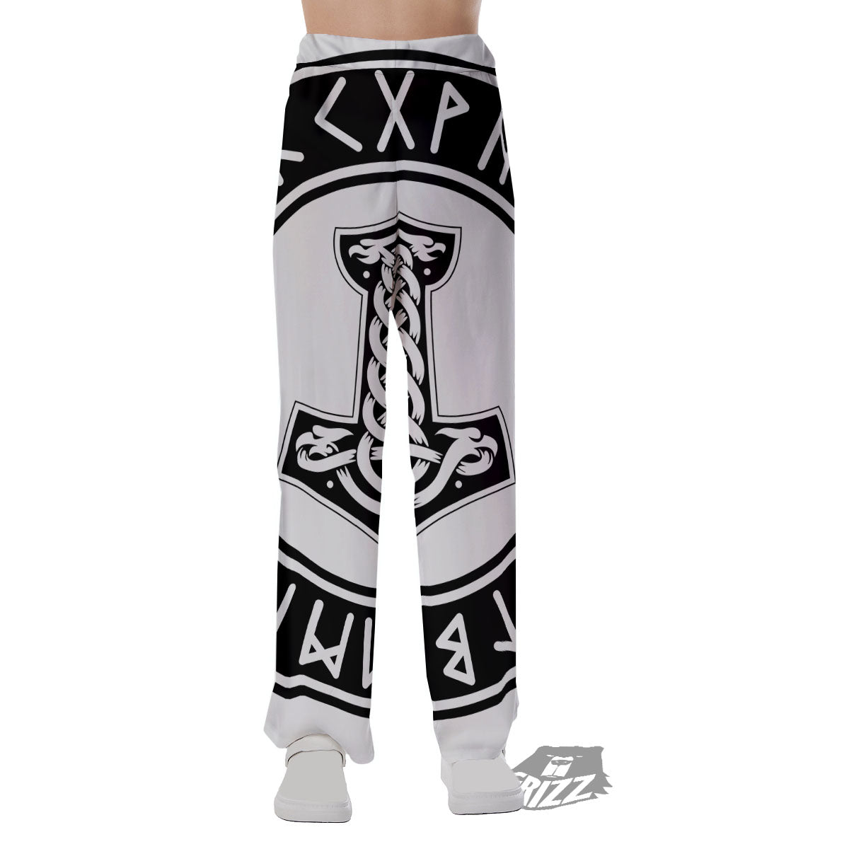 Mythology Mjolnir Norse Print Pajama Pants-grizzshop