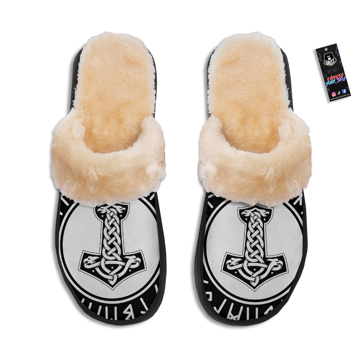 Mythology Mjolnir Norse Print Slippers-grizzshop