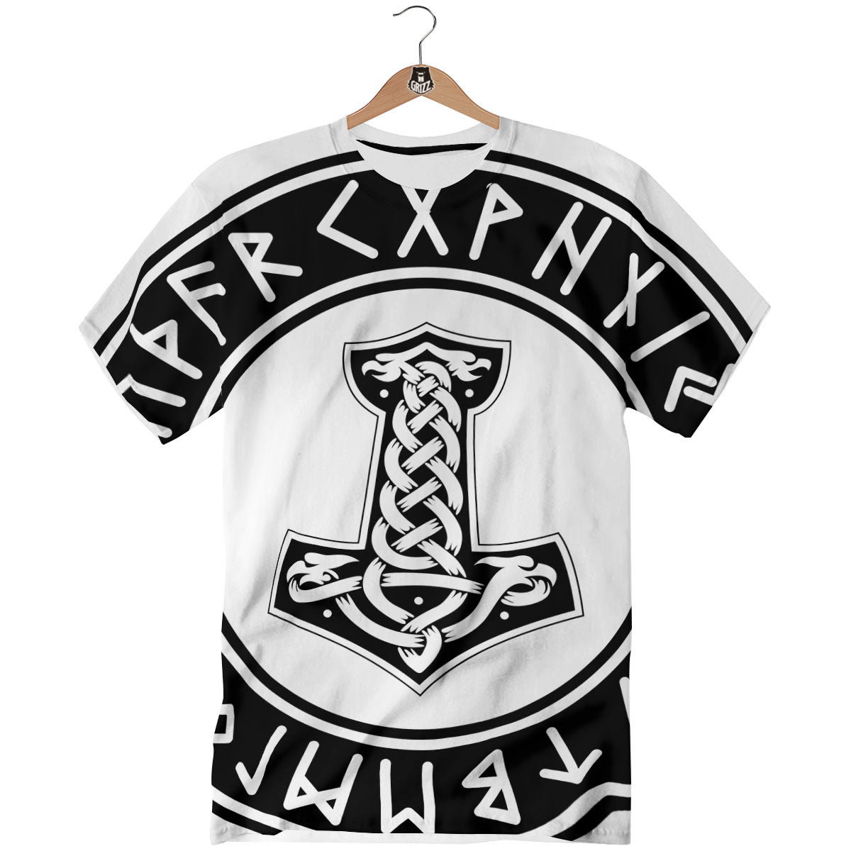Mythology Mjolnir Norse Print T-Shirt-grizzshop
