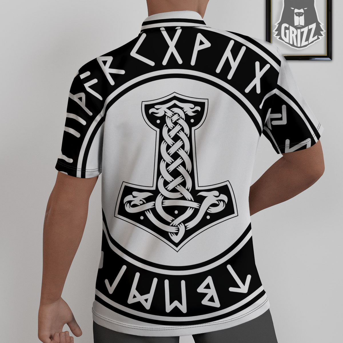 Mythology Mjolnir Norse Print Untucked Shirts-grizzshop