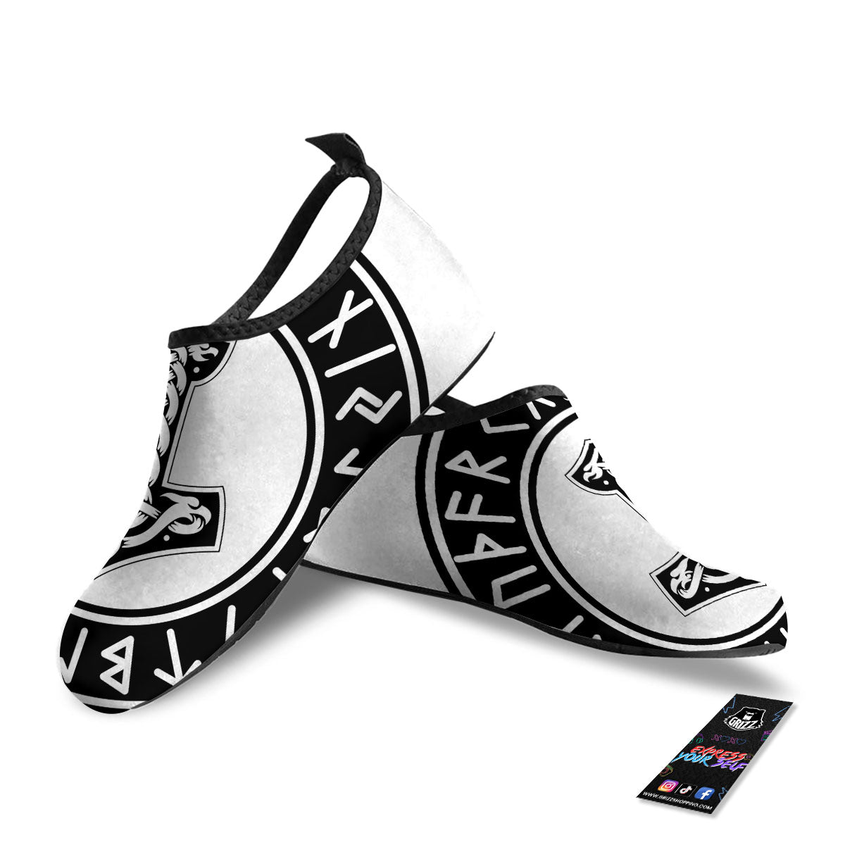 Mythology Mjolnir Norse Print Water Shoes-grizzshop
