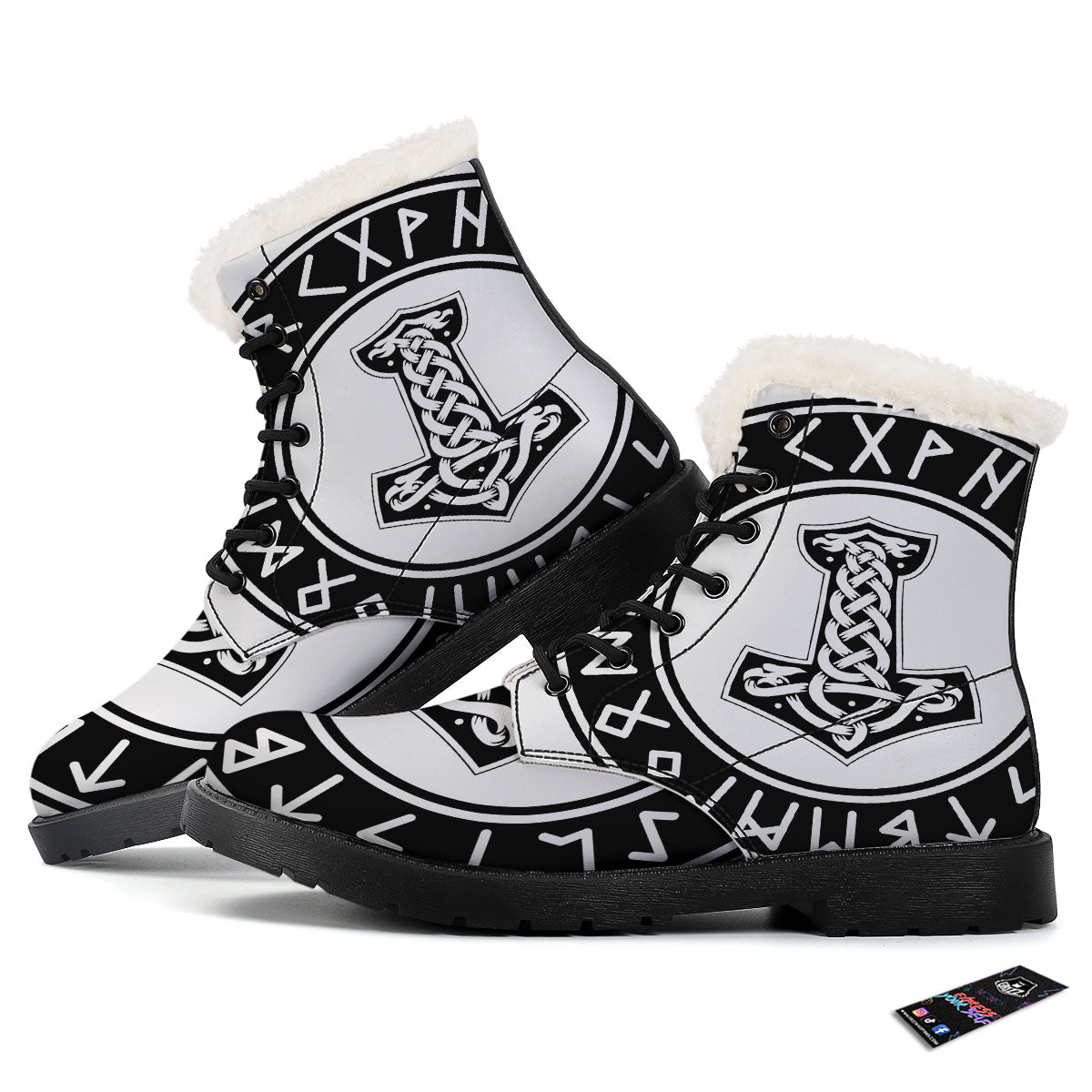 Mythology Mjolnir Norse Print Winter Boots-grizzshop