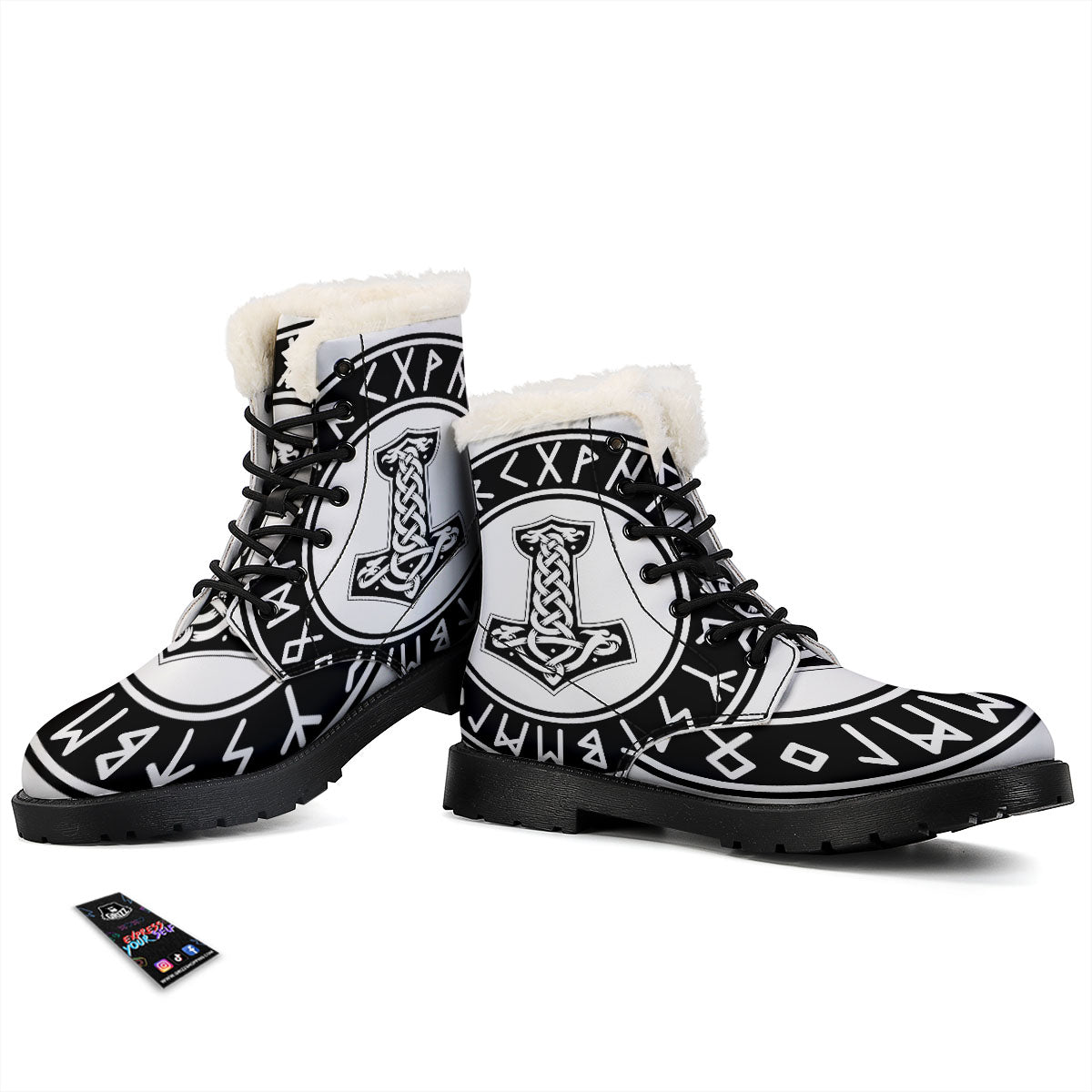 Mythology Mjolnir Norse Print Winter Boots-grizzshop
