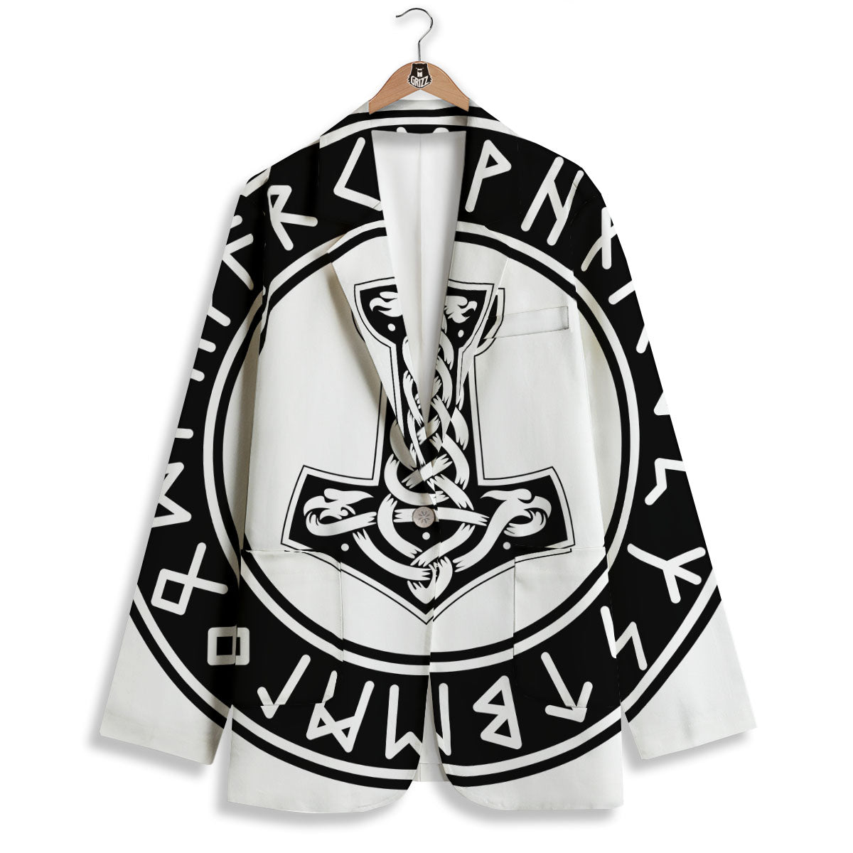 Mythology Mjolnir Norse Print Women's Blazer-grizzshop