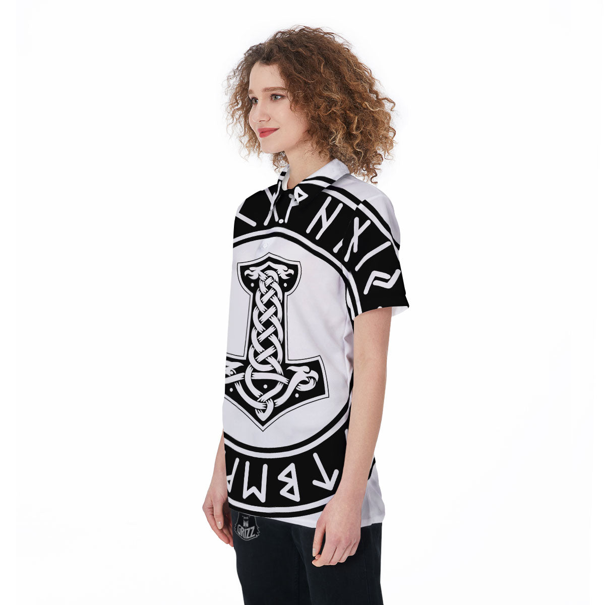 Mythology Mjolnir Norse Print Women's Golf Shirts-grizzshop