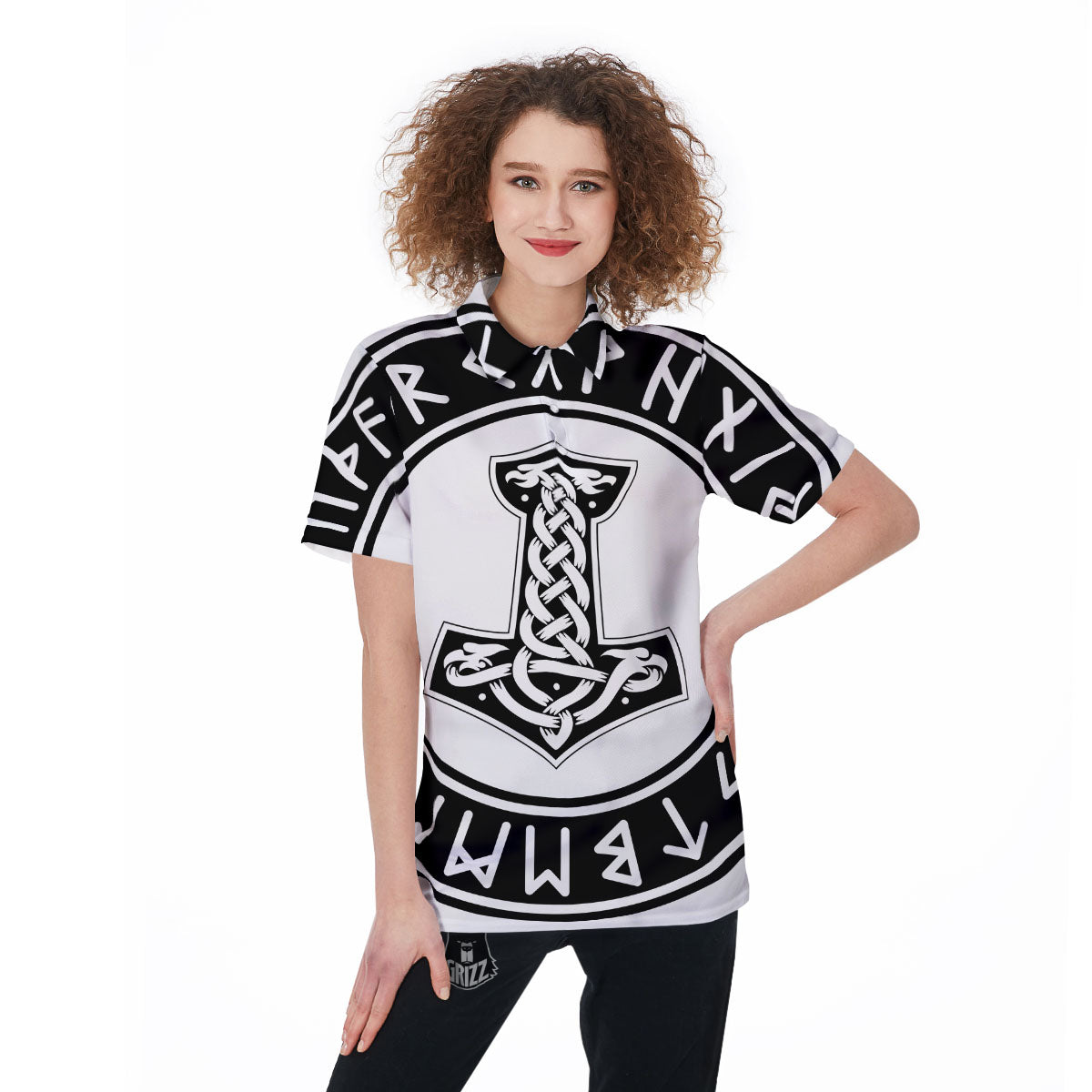 Mythology Mjolnir Norse Print Women's Golf Shirts-grizzshop