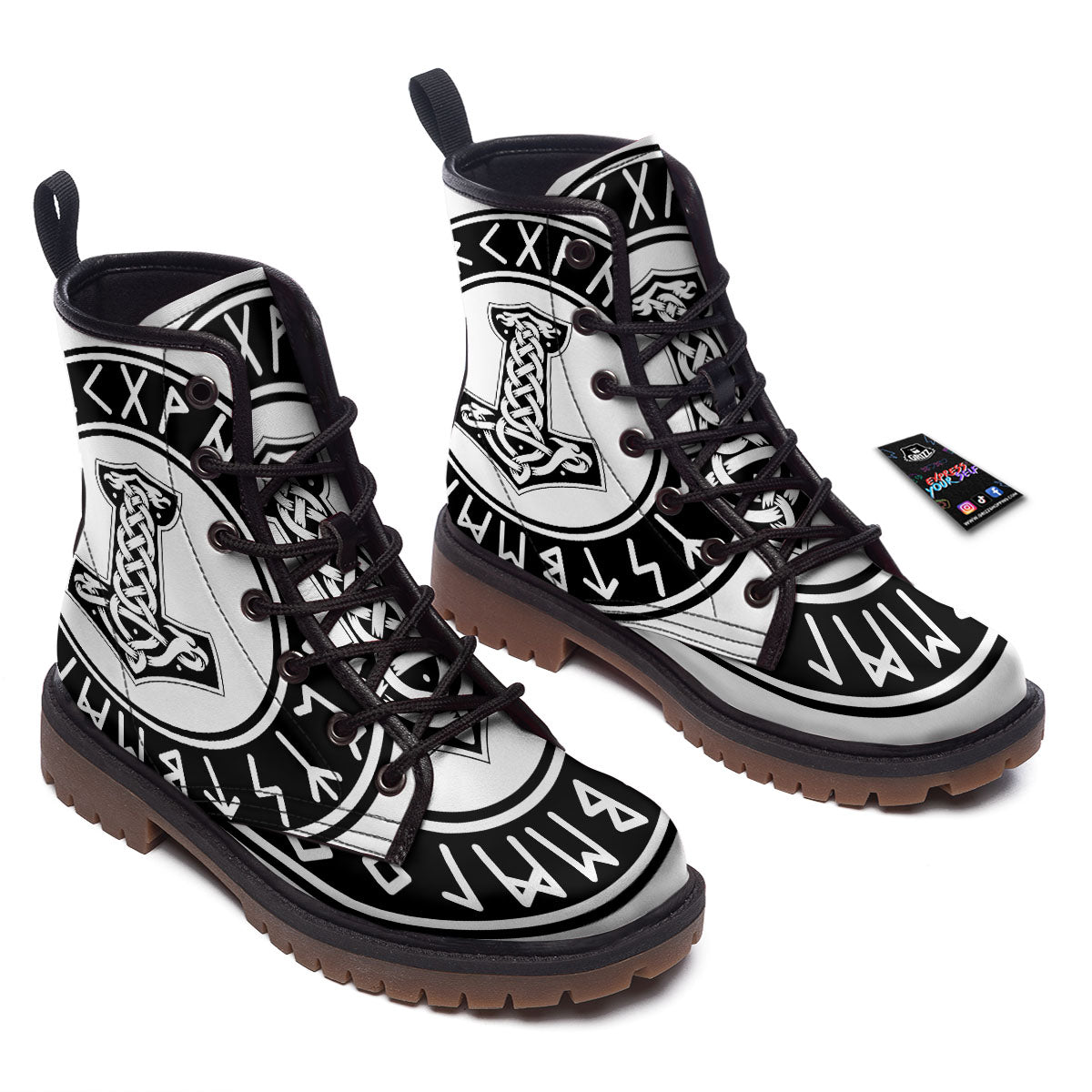 Mythology Mjolnir Norse Print Work Boots-grizzshop