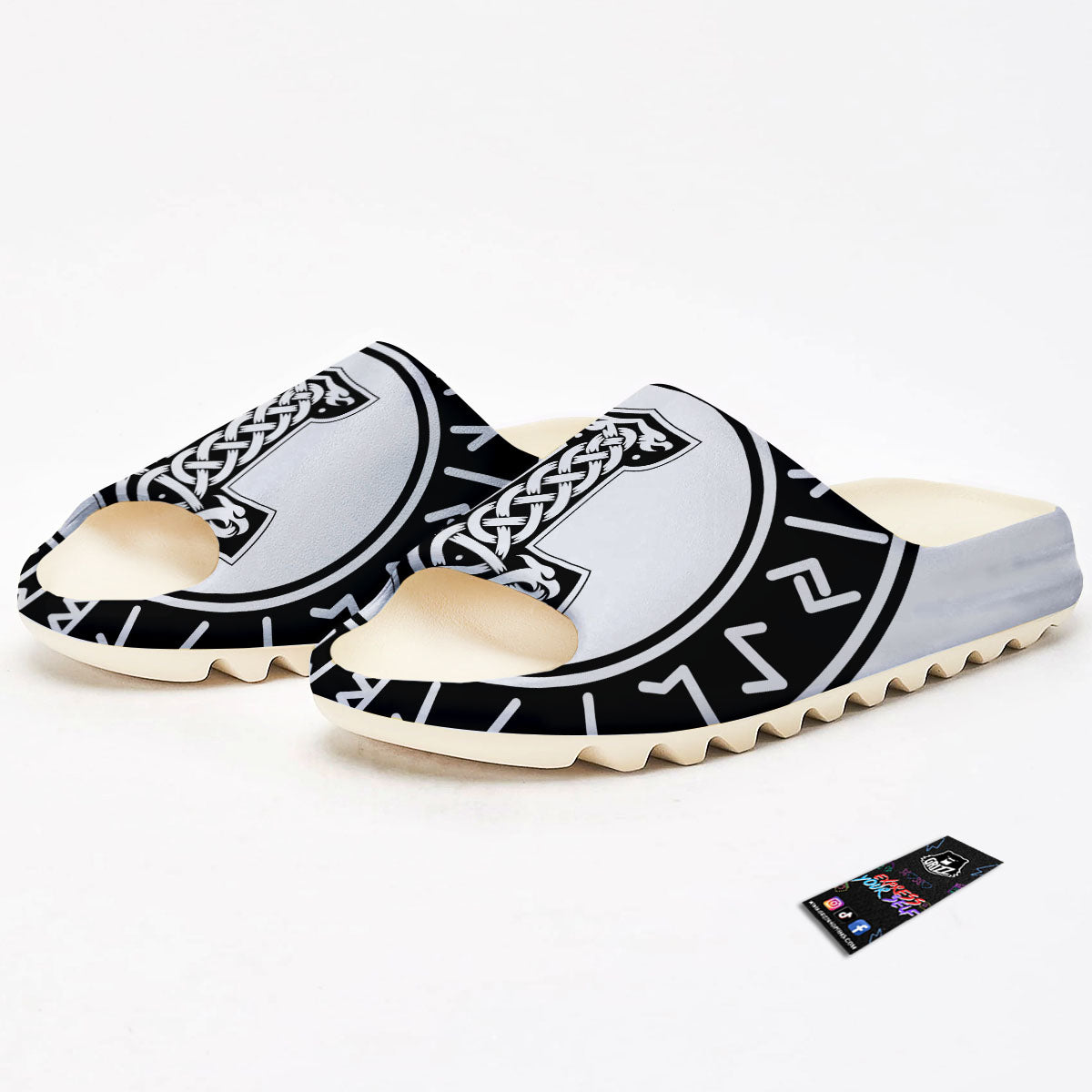 Mythology Mjolnir Norse Print Sandals-grizzshop