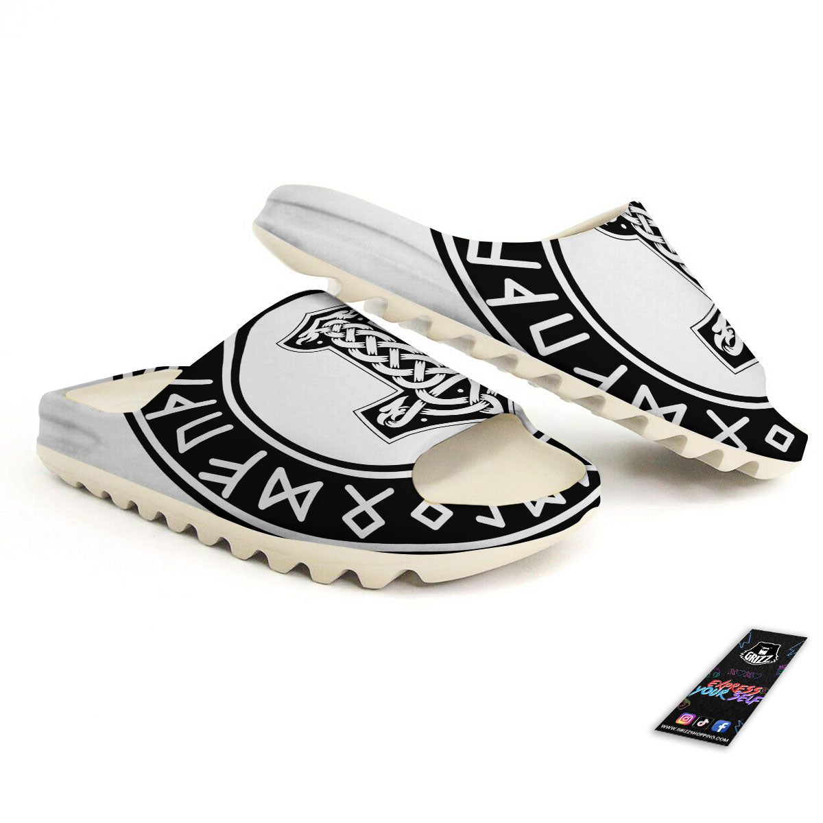 Mythology Mjolnir Norse Print Sandals-grizzshop
