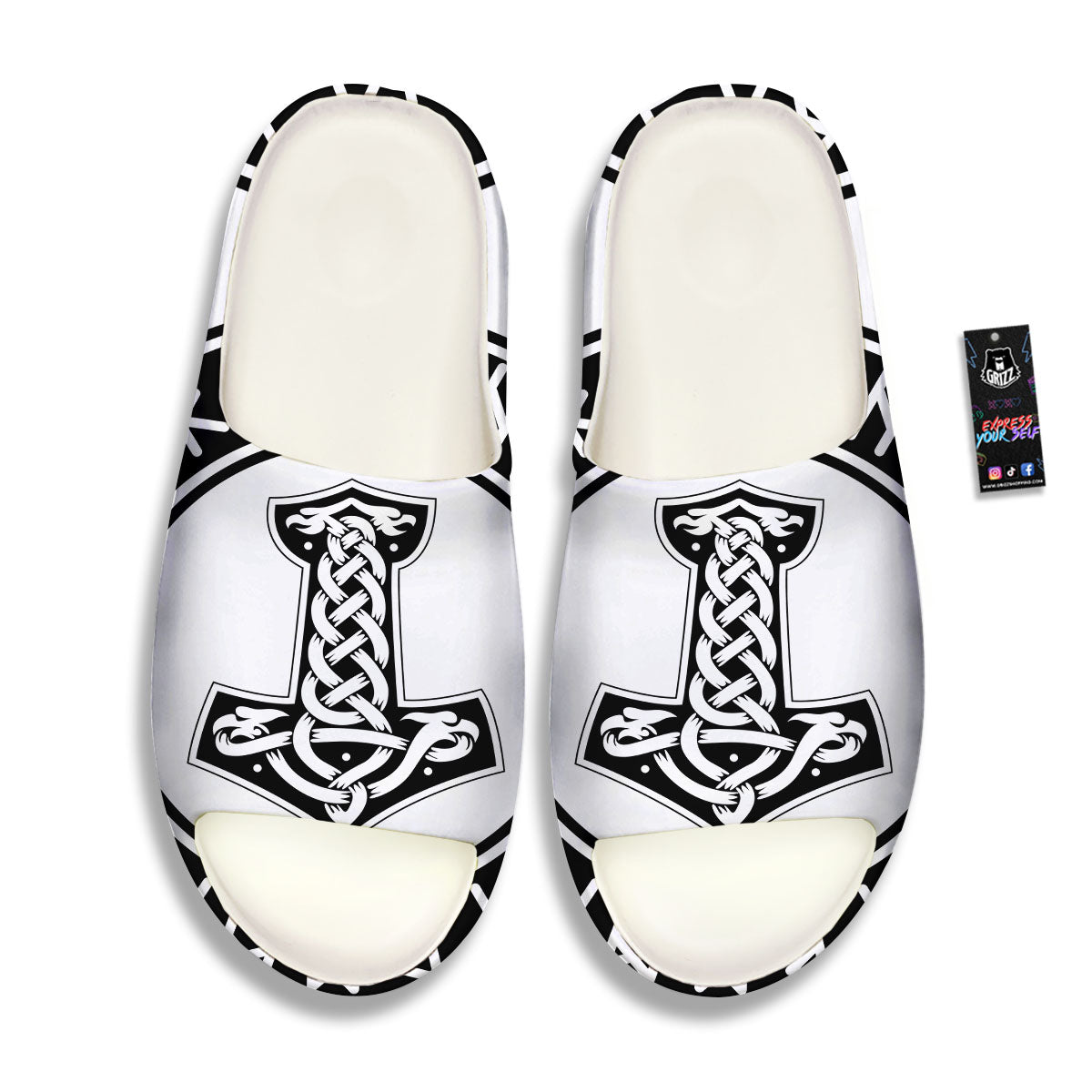 Mythology Mjolnir Norse Print Sandals-grizzshop