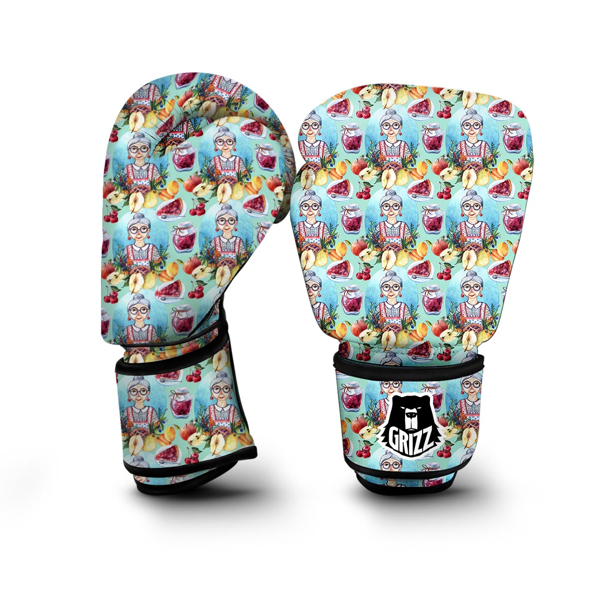 Nana Grandma Print Pattern Boxing Gloves-grizzshop