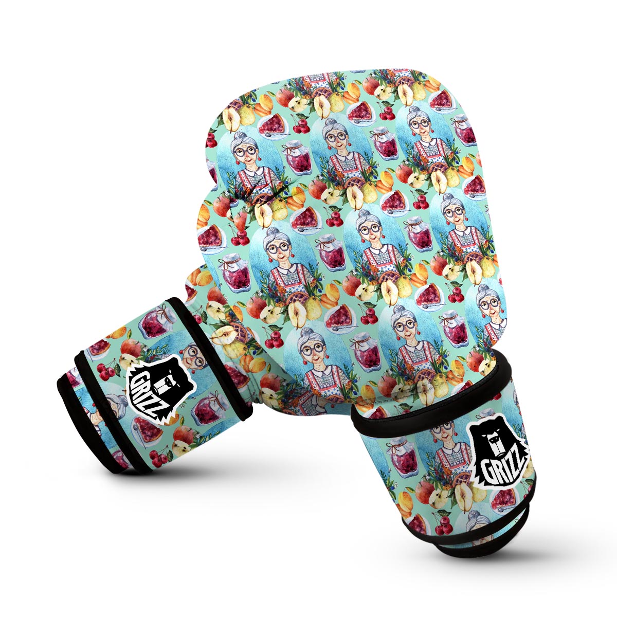 Nana Grandma Print Pattern Boxing Gloves-grizzshop