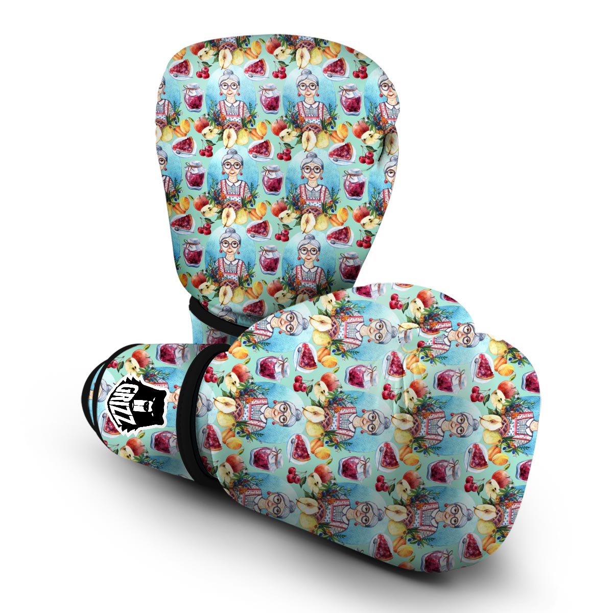 Nana Grandma Print Pattern Boxing Gloves-grizzshop