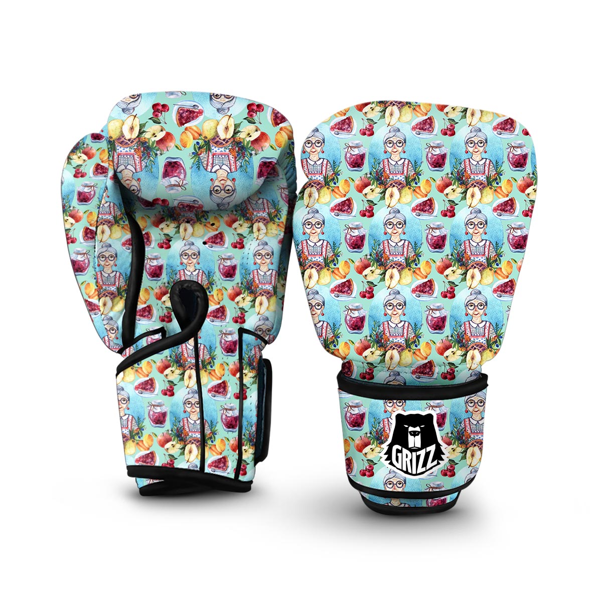 Nana Grandma Print Pattern Boxing Gloves-grizzshop