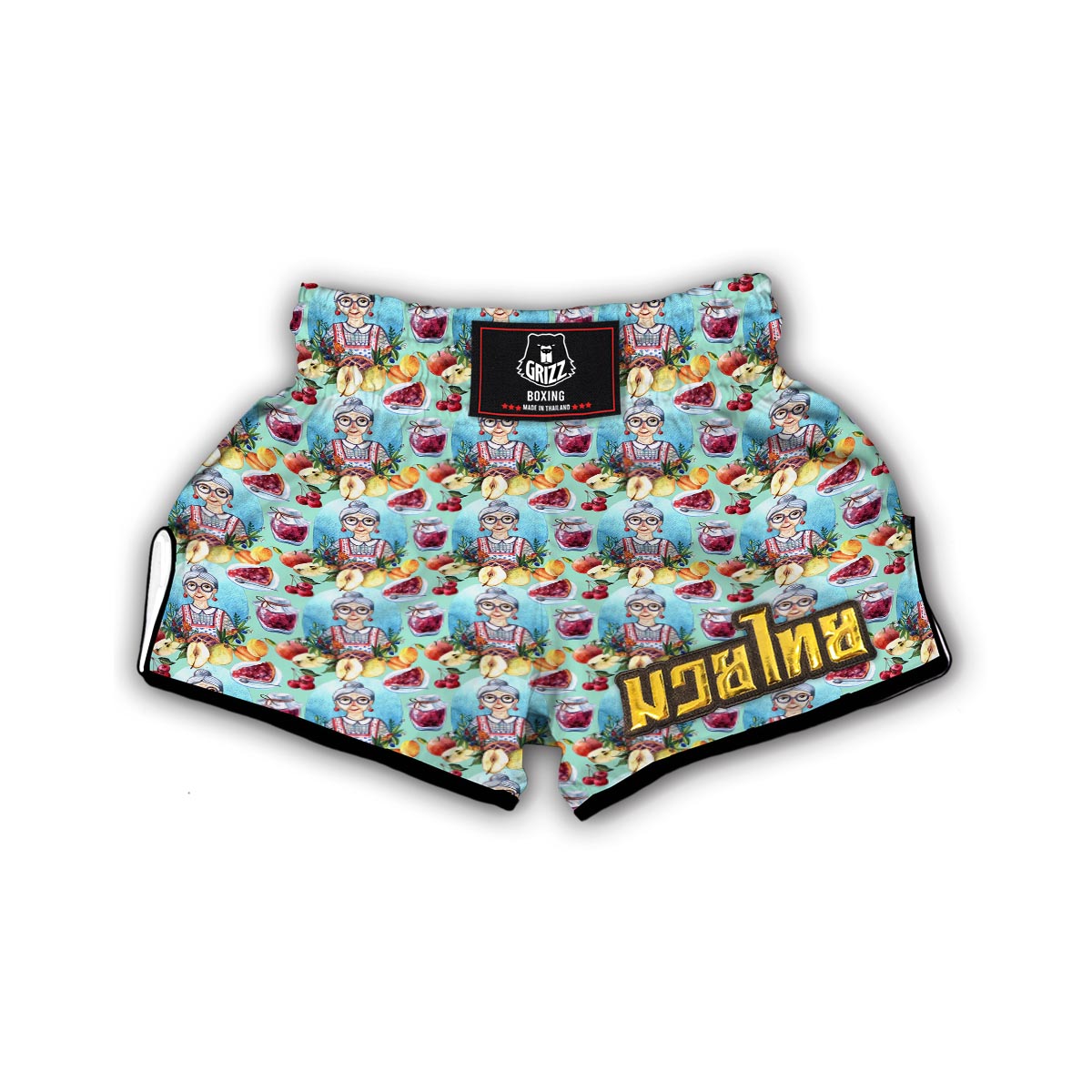 Nana Grandma Print Pattern Muay Thai Boxing Shorts-grizzshop