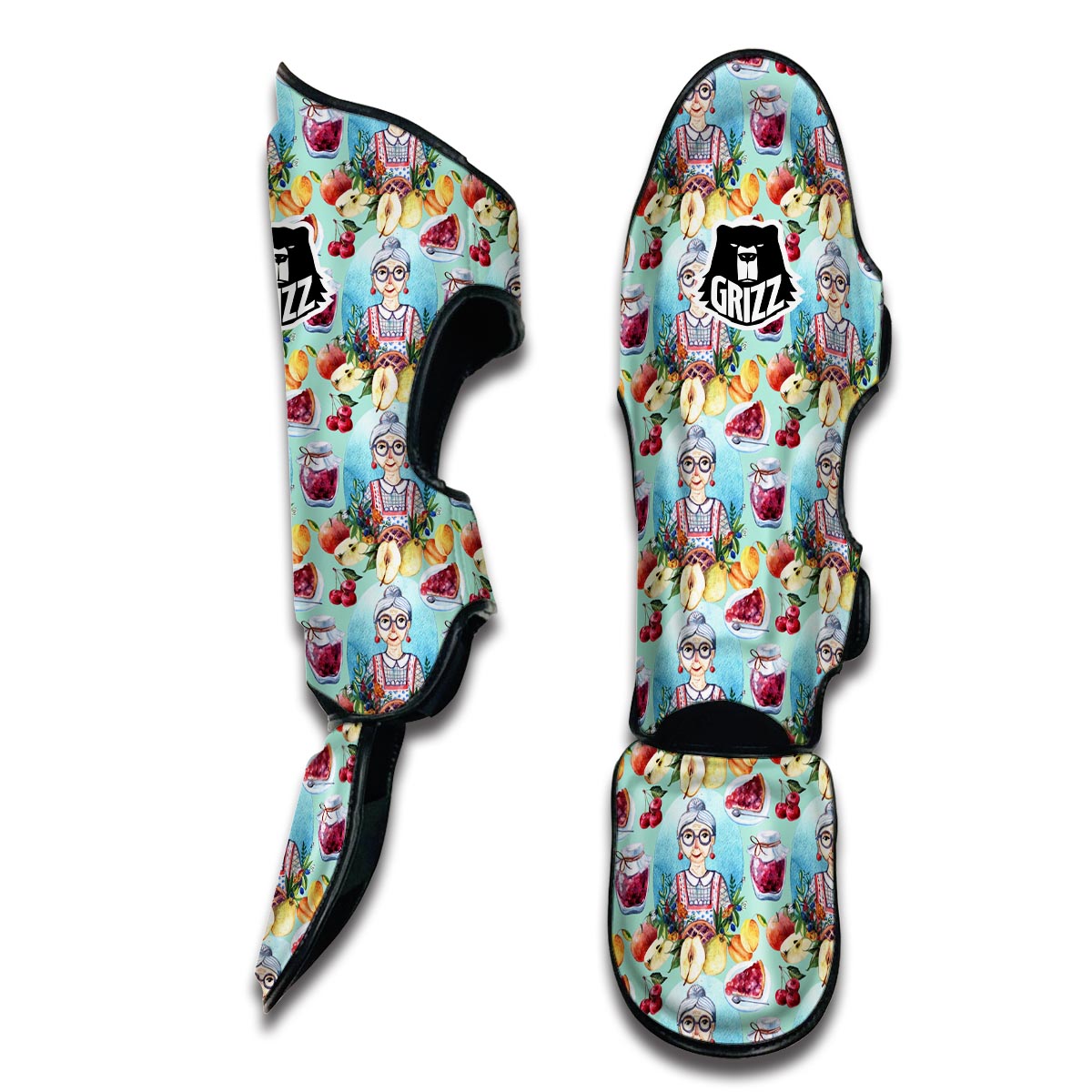 Nana Grandma Print Pattern Muay Thai Shin Guards-grizzshop