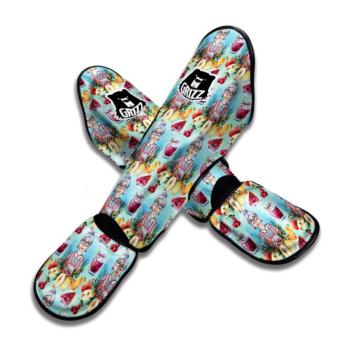 Nana Grandma Print Pattern Muay Thai Shin Guards-grizzshop