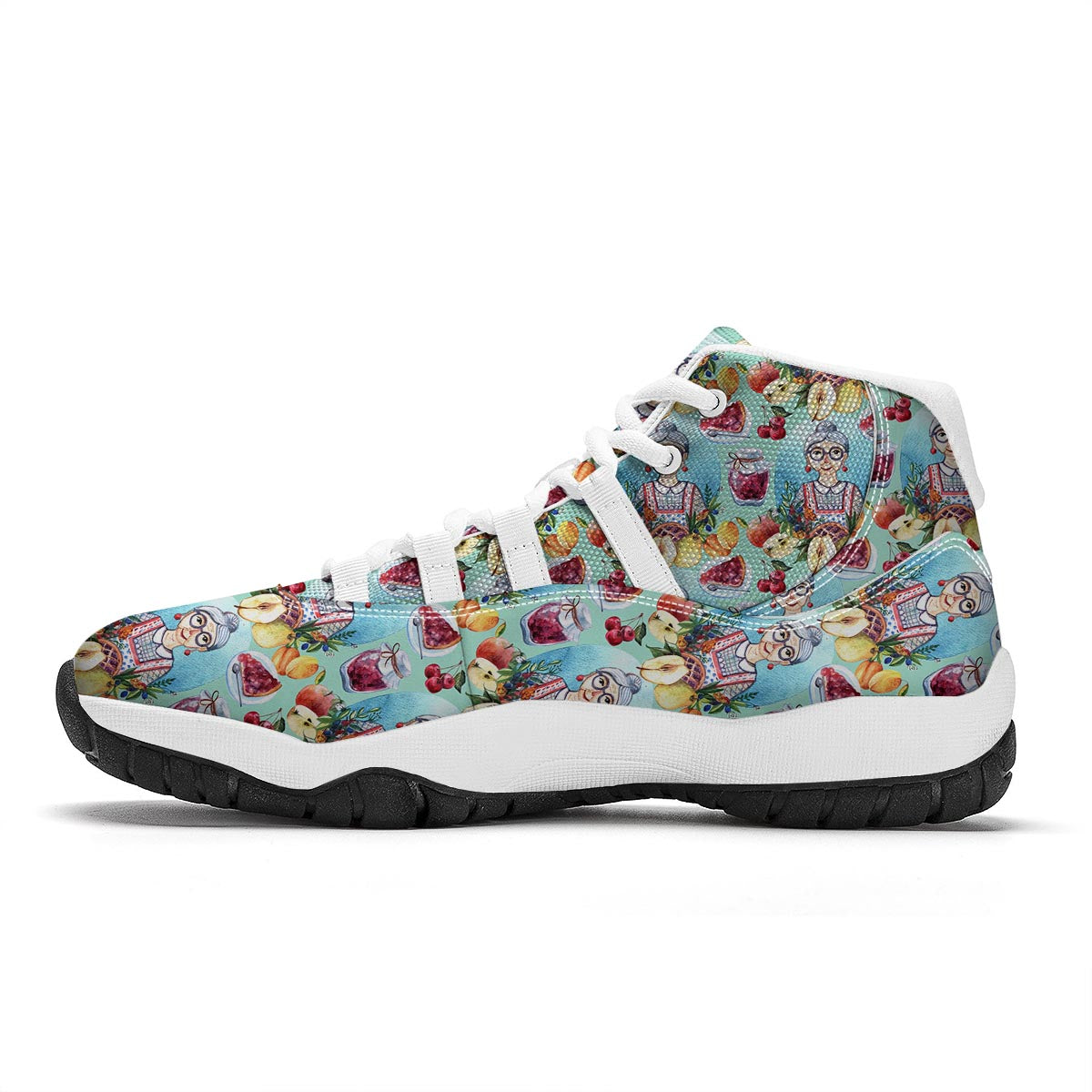 Nana Grandma Print Pattern White Bball Shoes-grizzshop