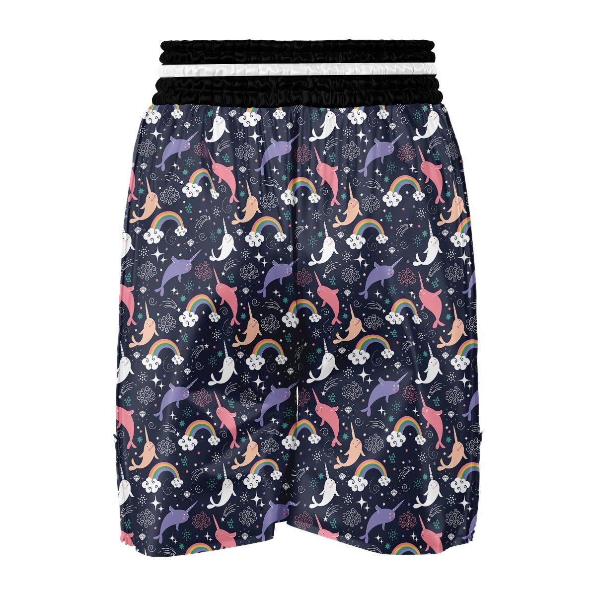 Narwhal Pattern Print Boxing Shorts-grizzshop