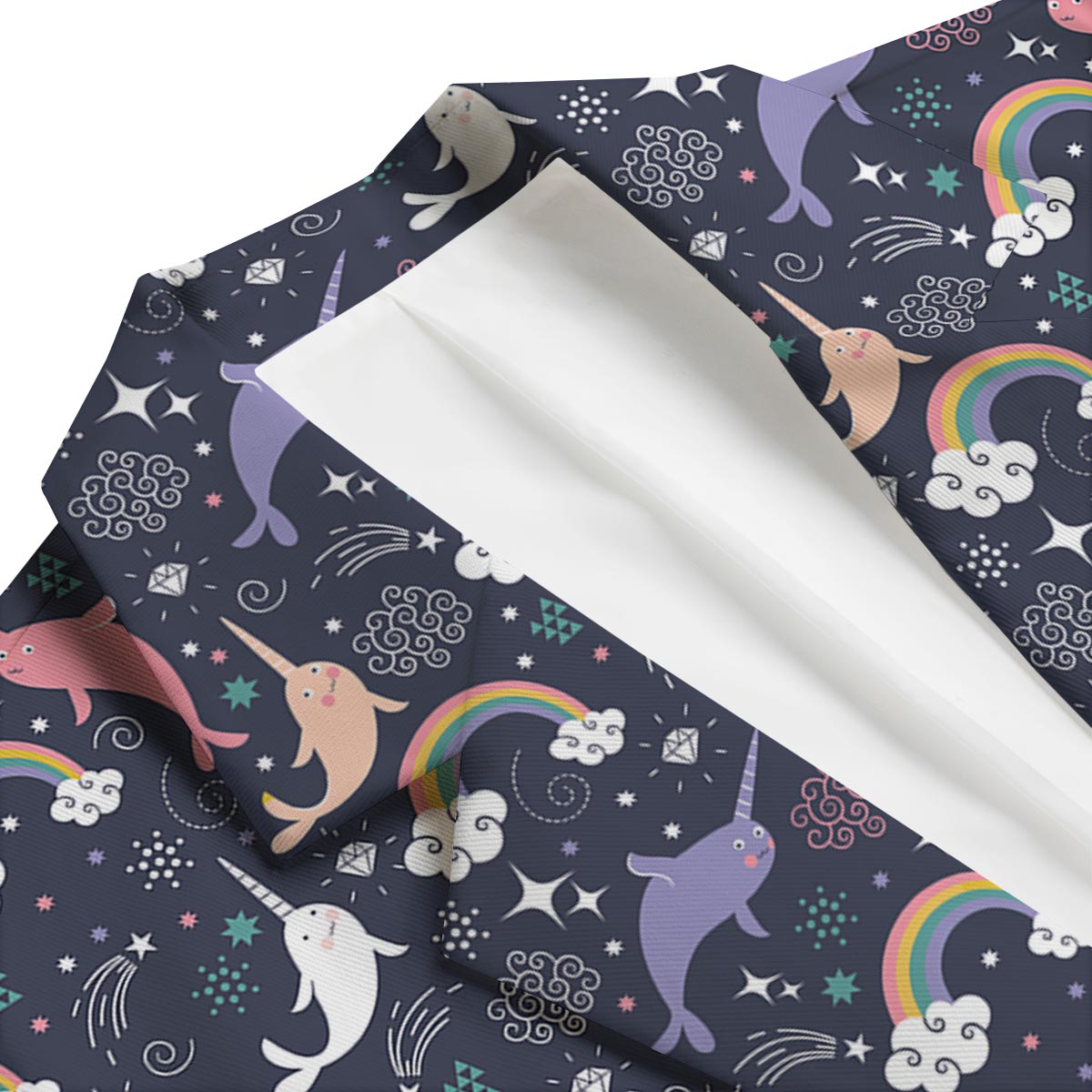 Narwhal Pattern Print Men's Blazer-grizzshop