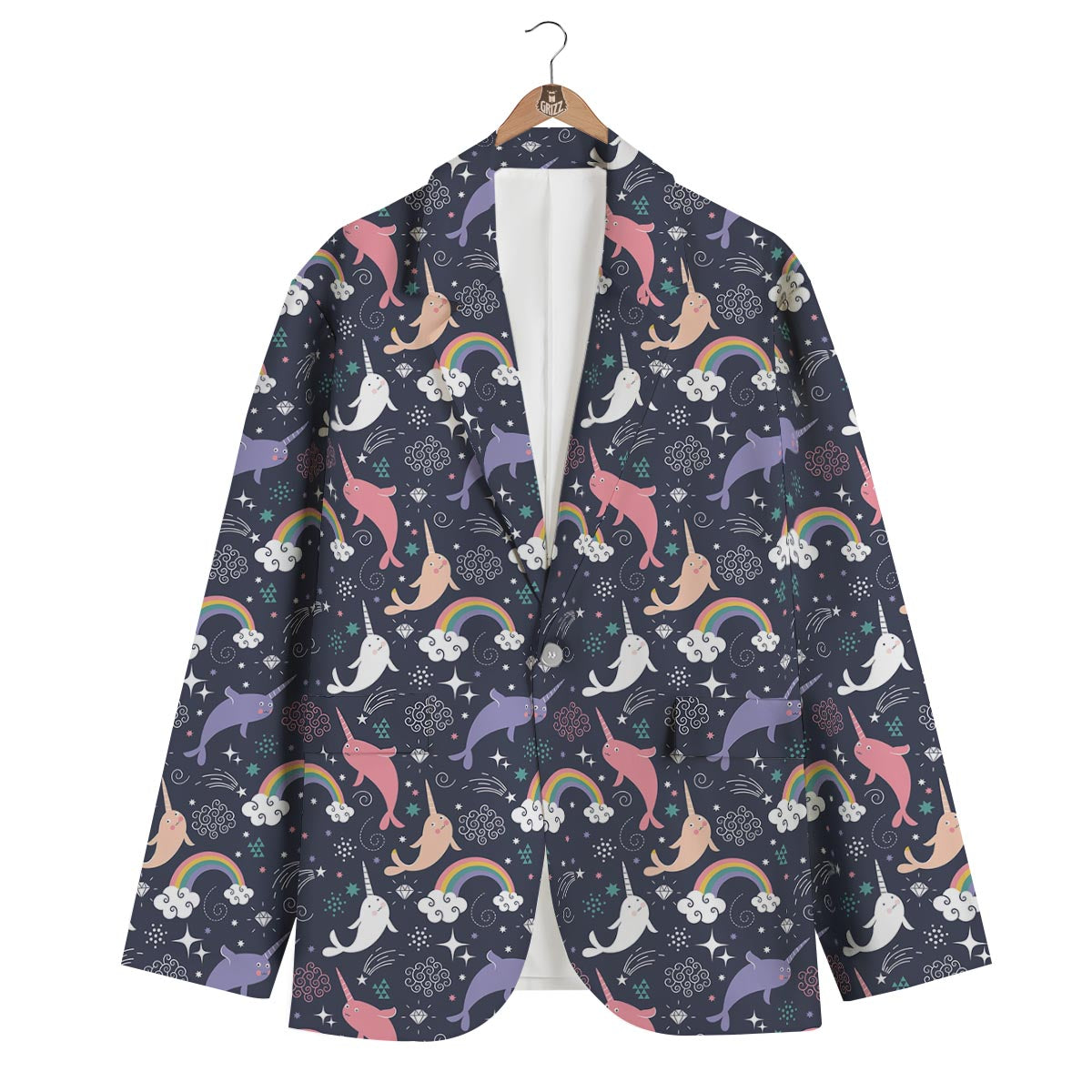 Narwhal Pattern Print Men's Blazer-grizzshop