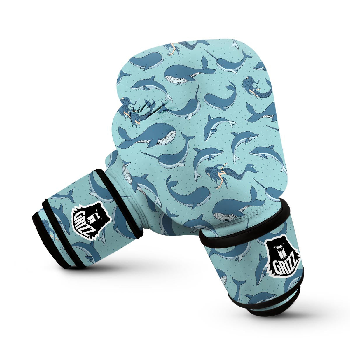 Narwhal Print Pattern Boxing Gloves-grizzshop