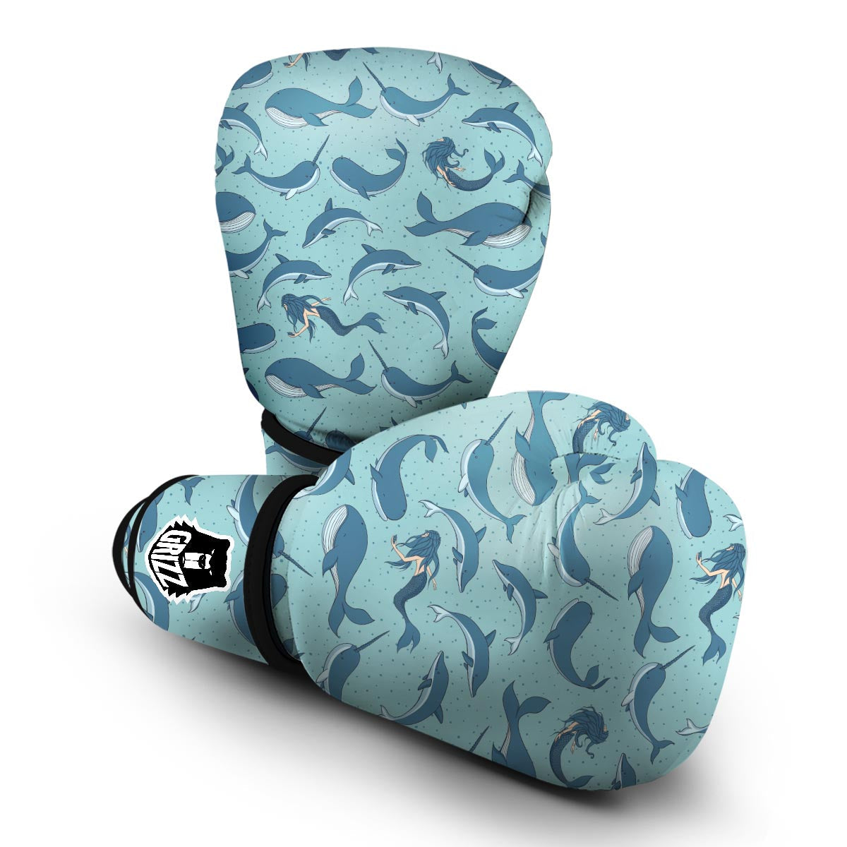 Narwhal Print Pattern Boxing Gloves-grizzshop