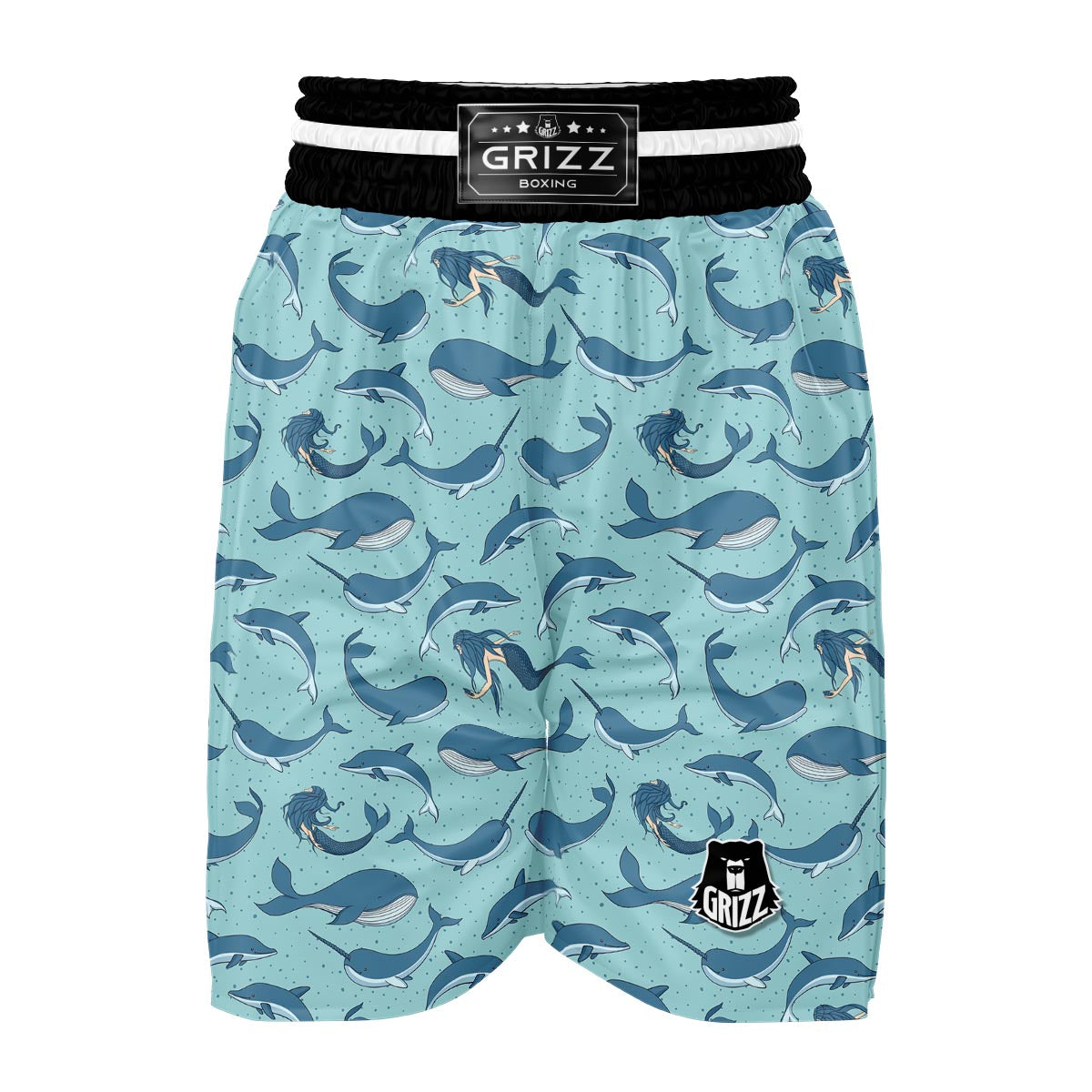 Narwhal Print Pattern Boxing Shorts-grizzshop