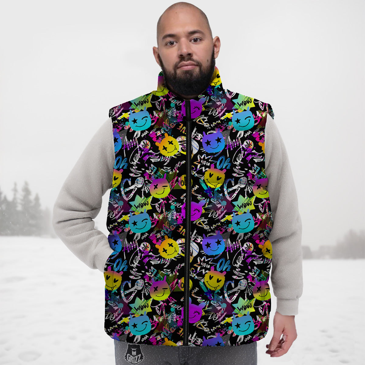 Narwhal Print Pattern Down Vest-grizzshop