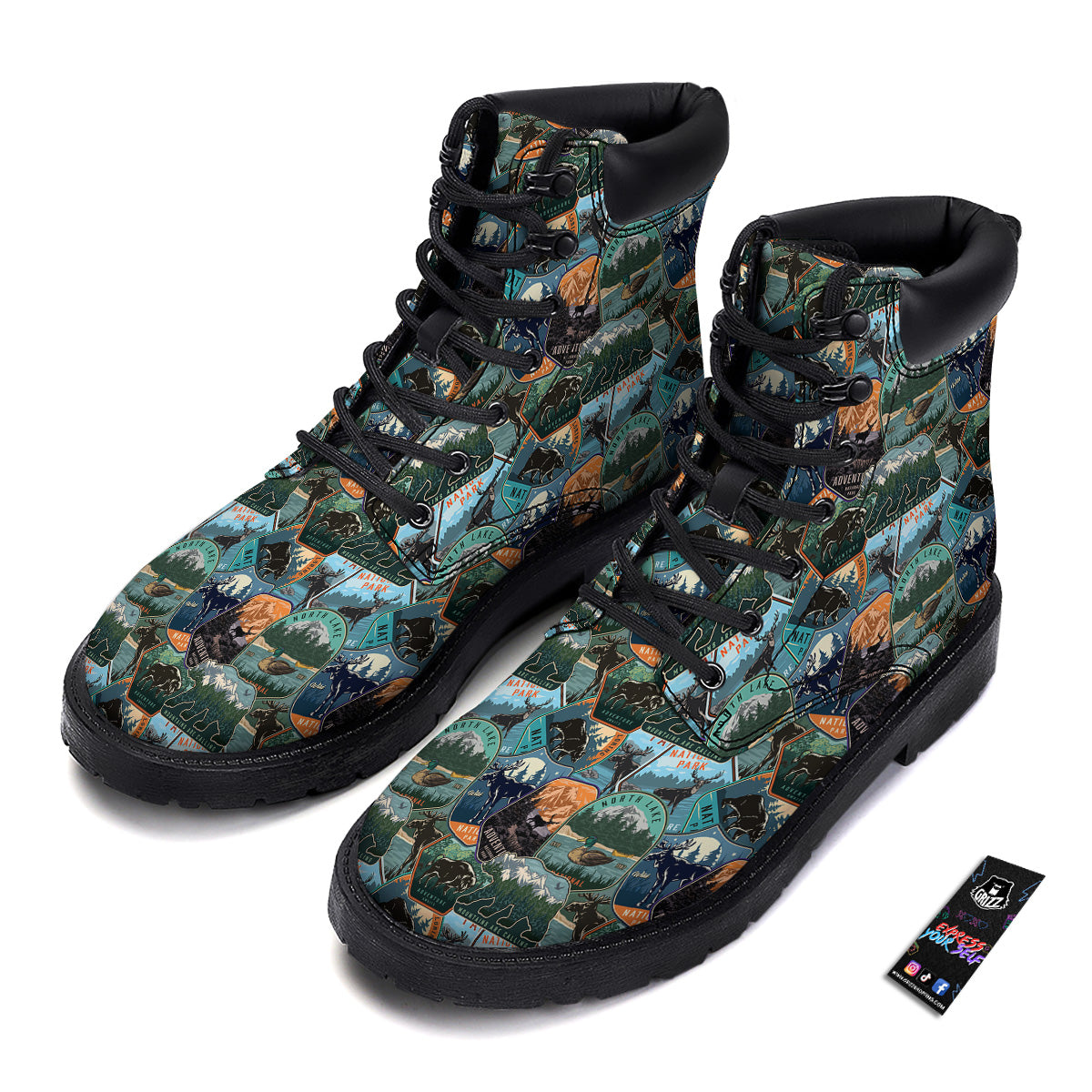 National Park Colorful Vintage Print Pattern Boots-grizzshop
