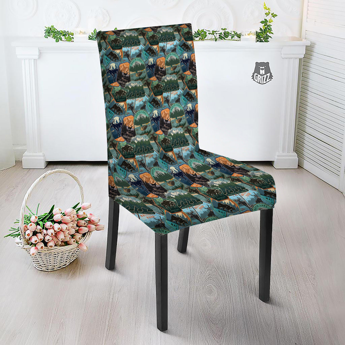 National Park Colorful Vintage Print Pattern Dining Chair Slipcover-grizzshop