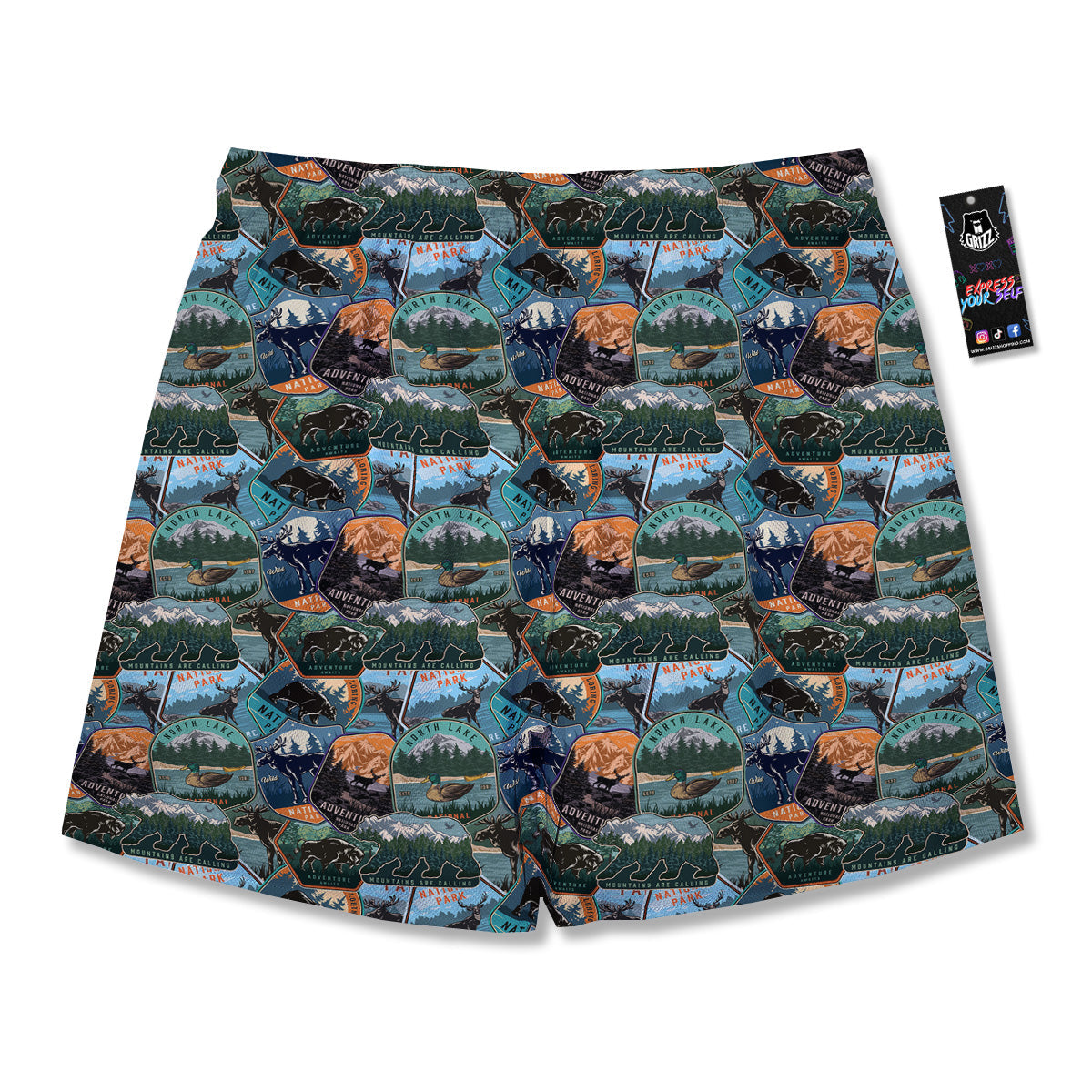 National Park Colorful Vintage Print Pattern Men's Running Shorts-grizzshop
