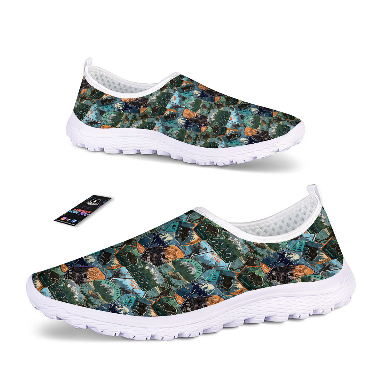 National Park Colorful Vintage Print Pattern Nurse Shoes-grizzshop