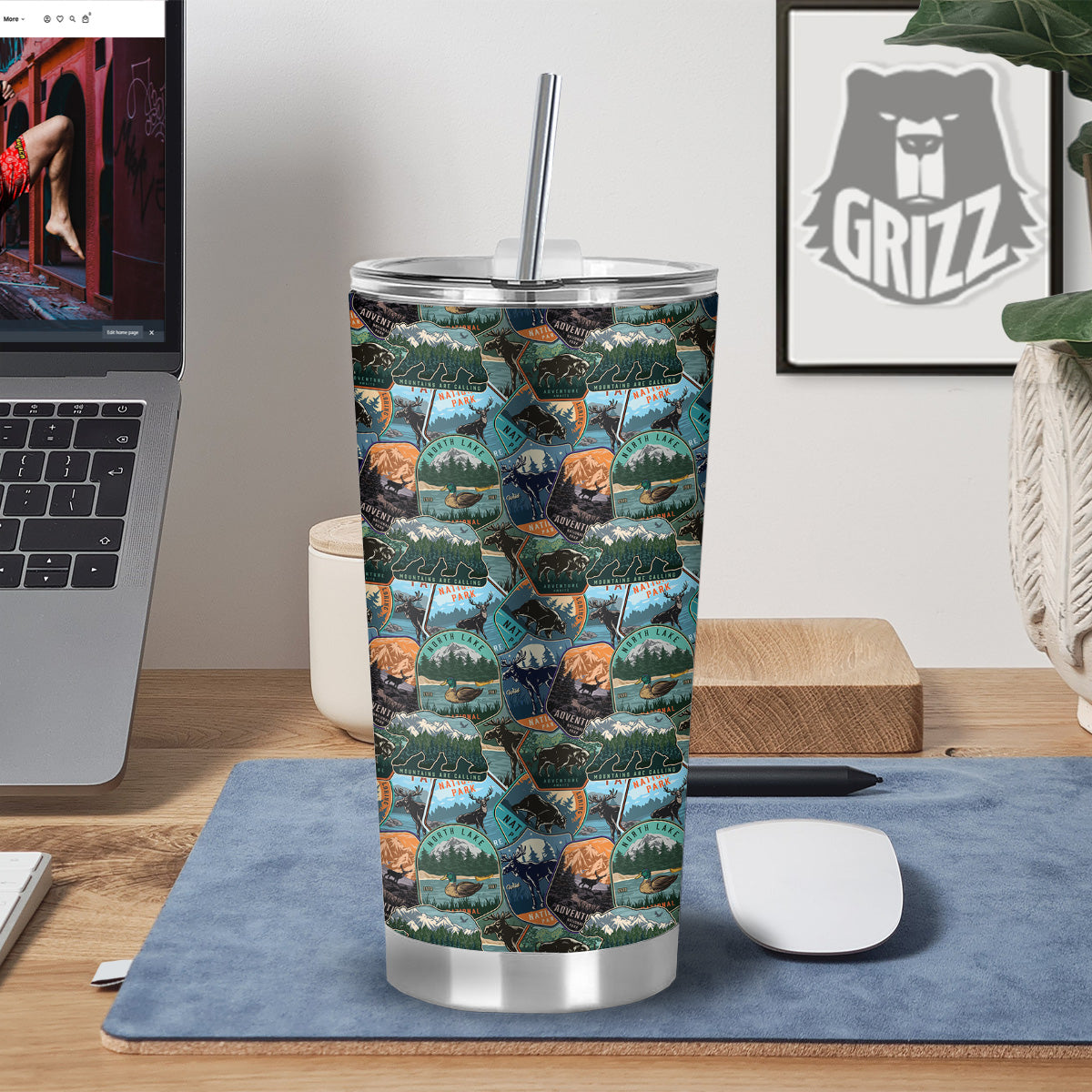National Park Colorful Vintage Print Pattern Tumbler-grizzshop