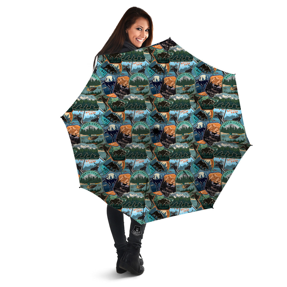 National Park Colorful Vintage Print Pattern Umbrella-grizzshop
