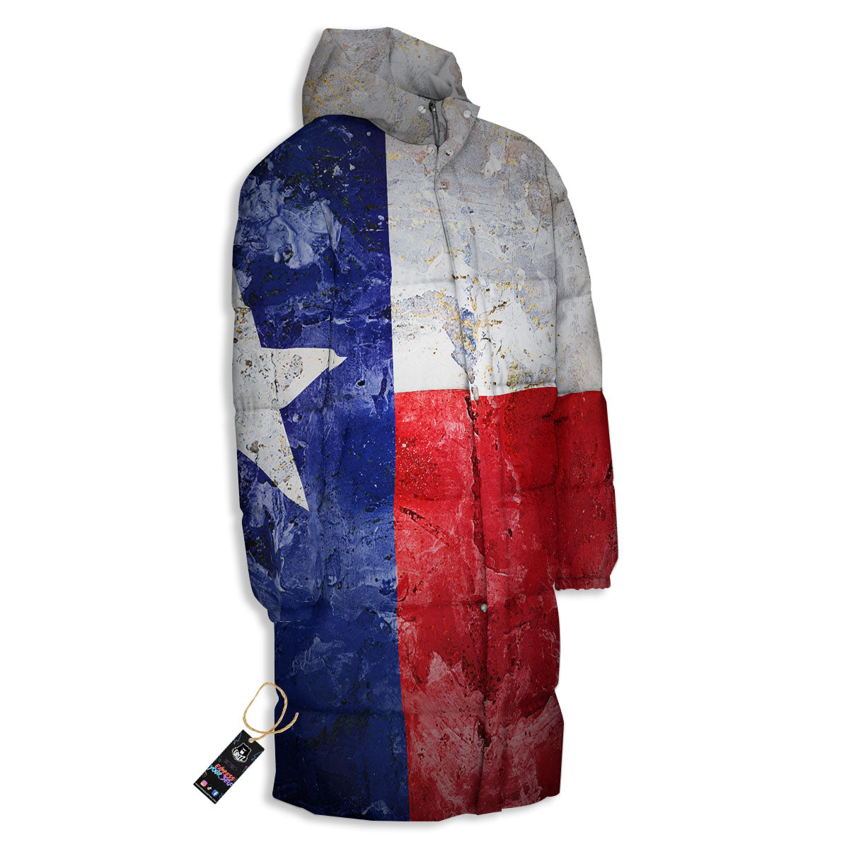 National Texas Flag Print Long Down Jacket-grizzshop