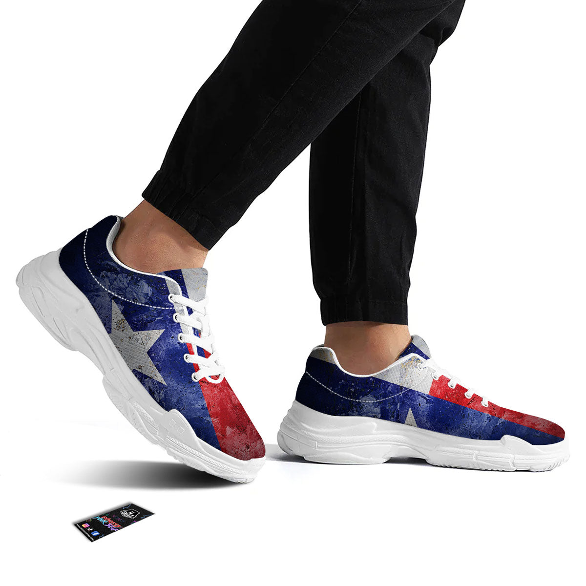 National Texas Flag Print White Chunky Shoes-grizzshop